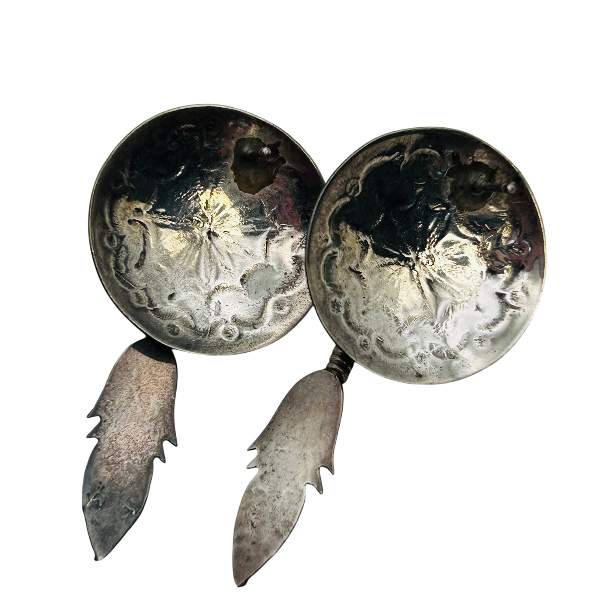 Navajo Sterling Stamped Hematite Earrings