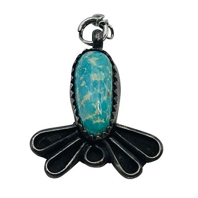 Signed Native Sterling Turquoise Pendant. Signed PB Native Sterling Turquoise Pendant 2.6g | 
