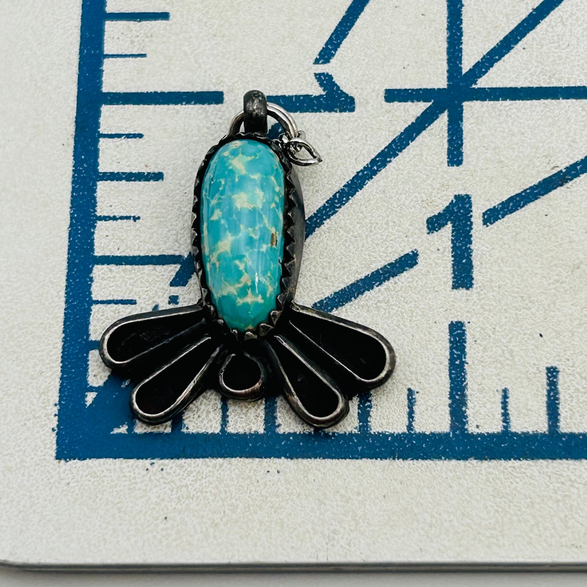 Signed Native Sterling Turquoise Pendant
