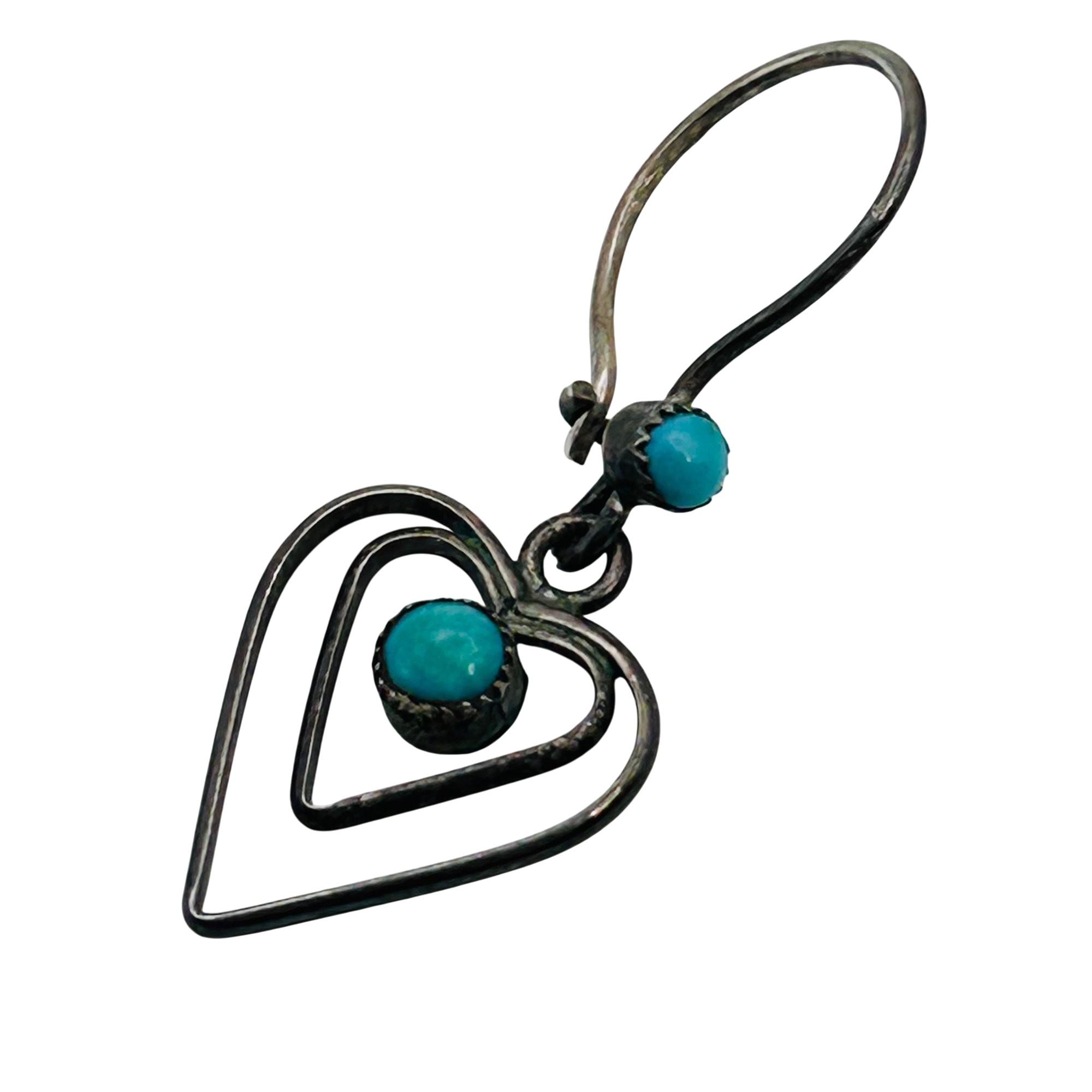 Southwest Sterling Turquoise Heart Earrings