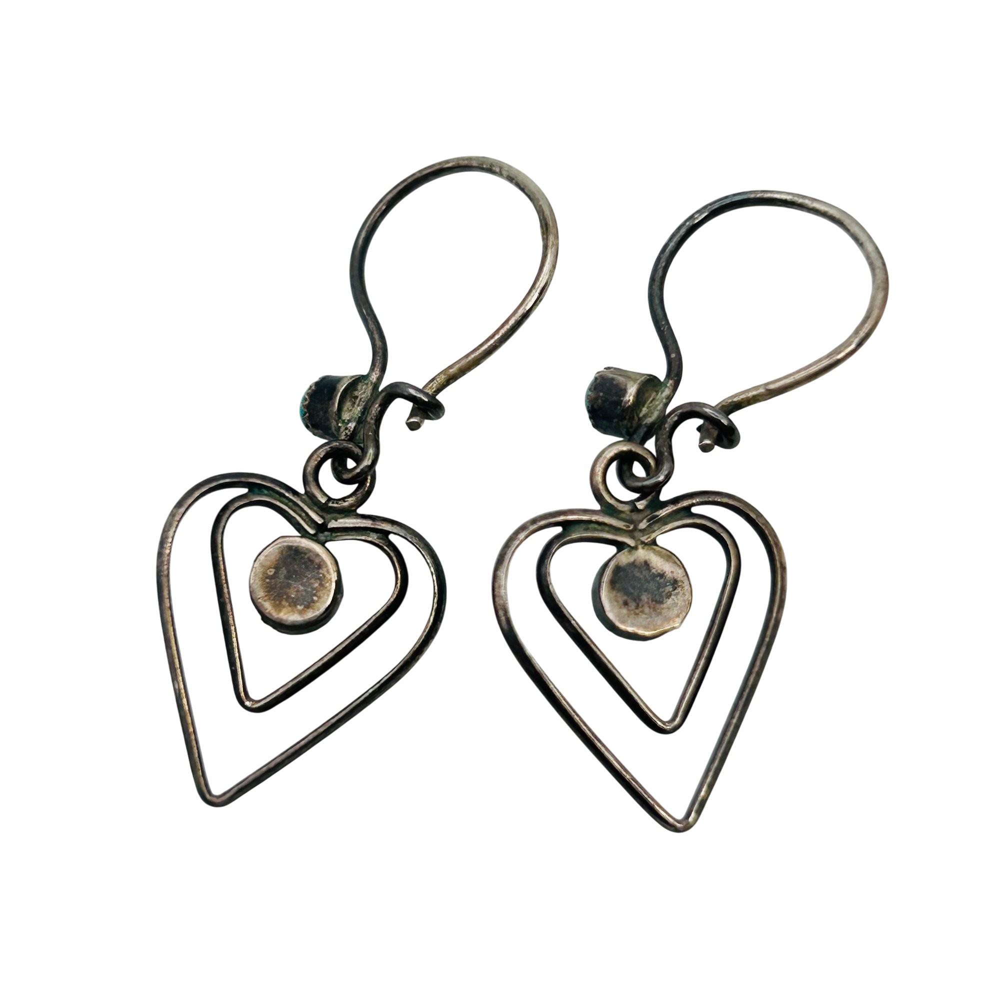 Southwest Sterling Turquoise Heart Earrings