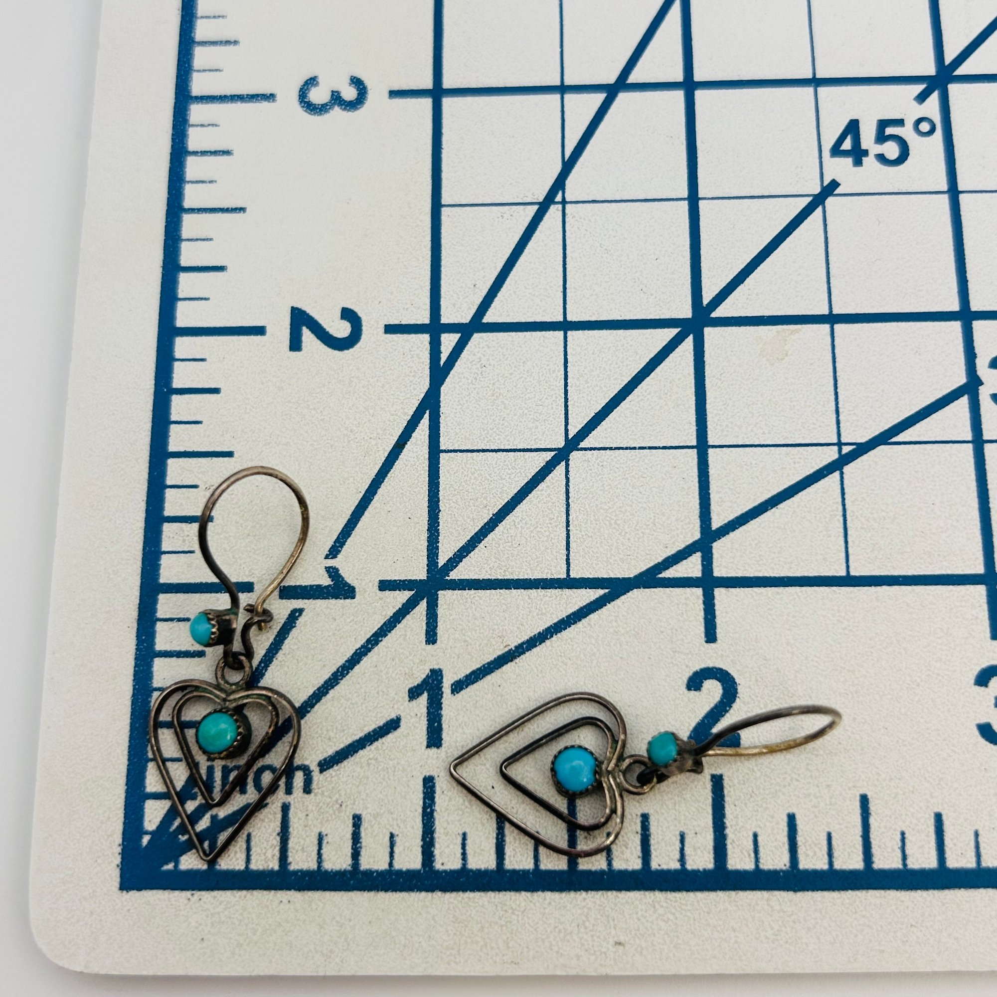 Southwest Sterling Turquoise Heart Earrings
