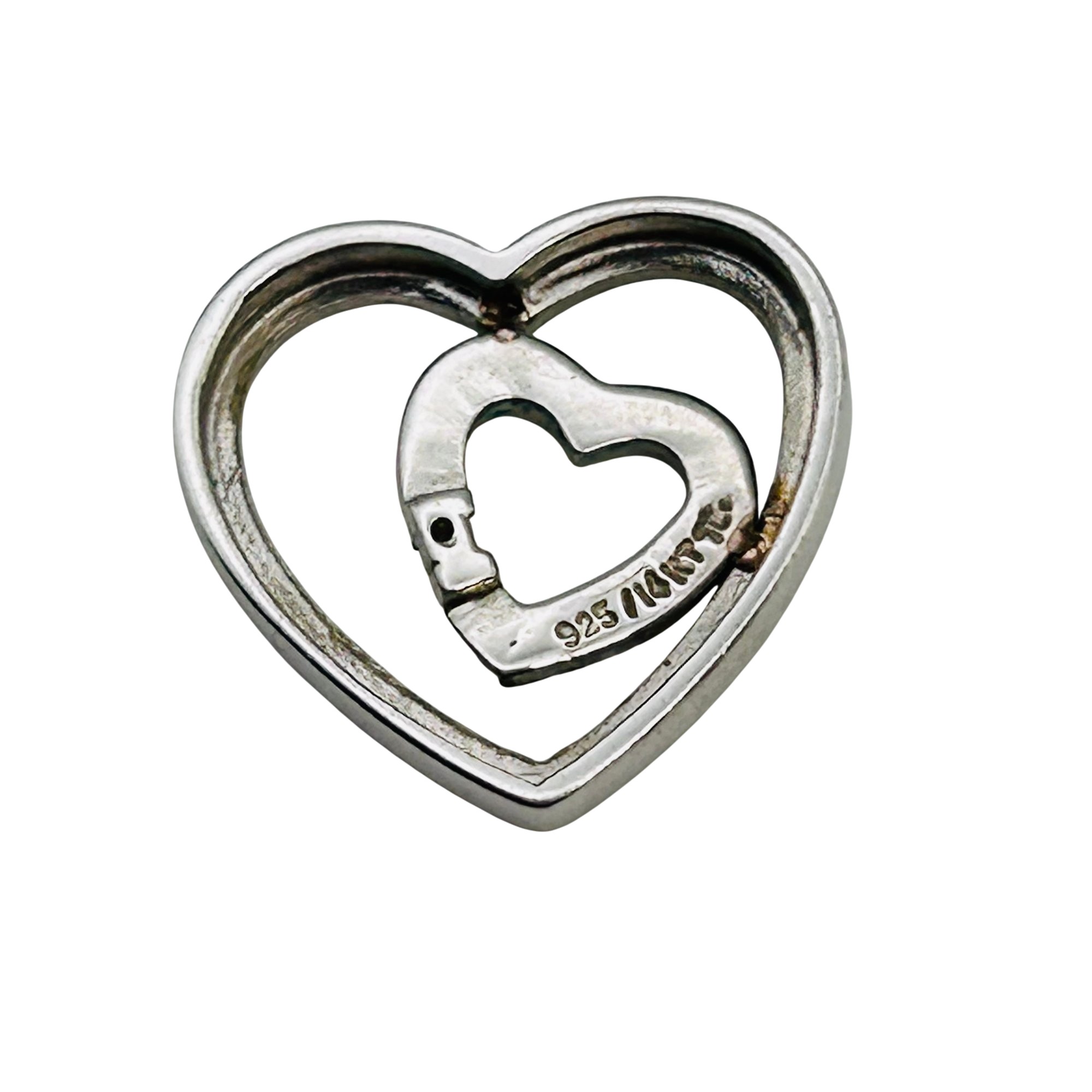 Sterling And 14k Diamond Heart Pendant