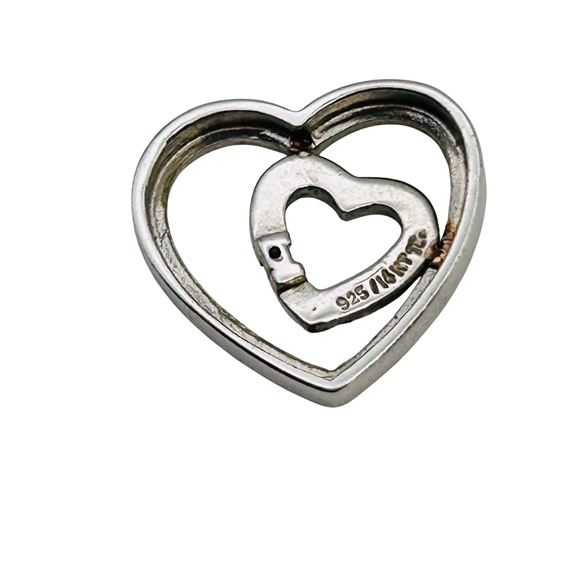 Sterling And 14k Diamond Heart Pendant