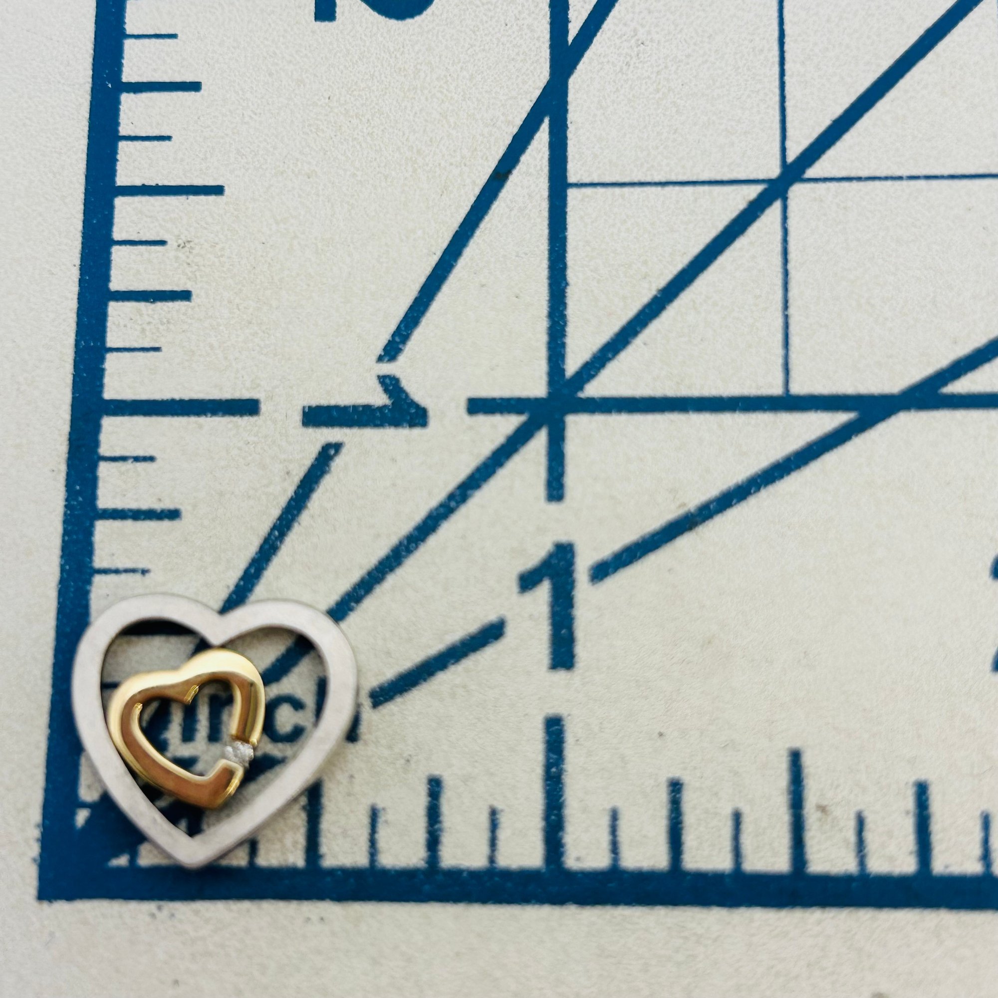 Sterling And 14k Diamond Heart Pendant
