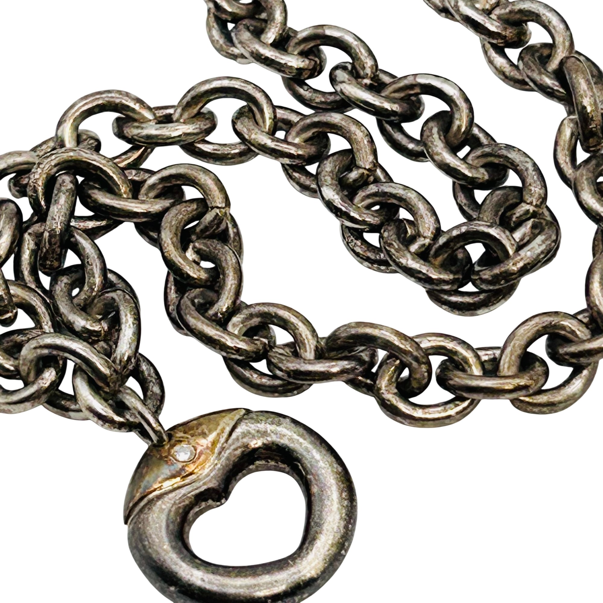 Sterling Diamond Heart Pendant Cable Chain Necklace