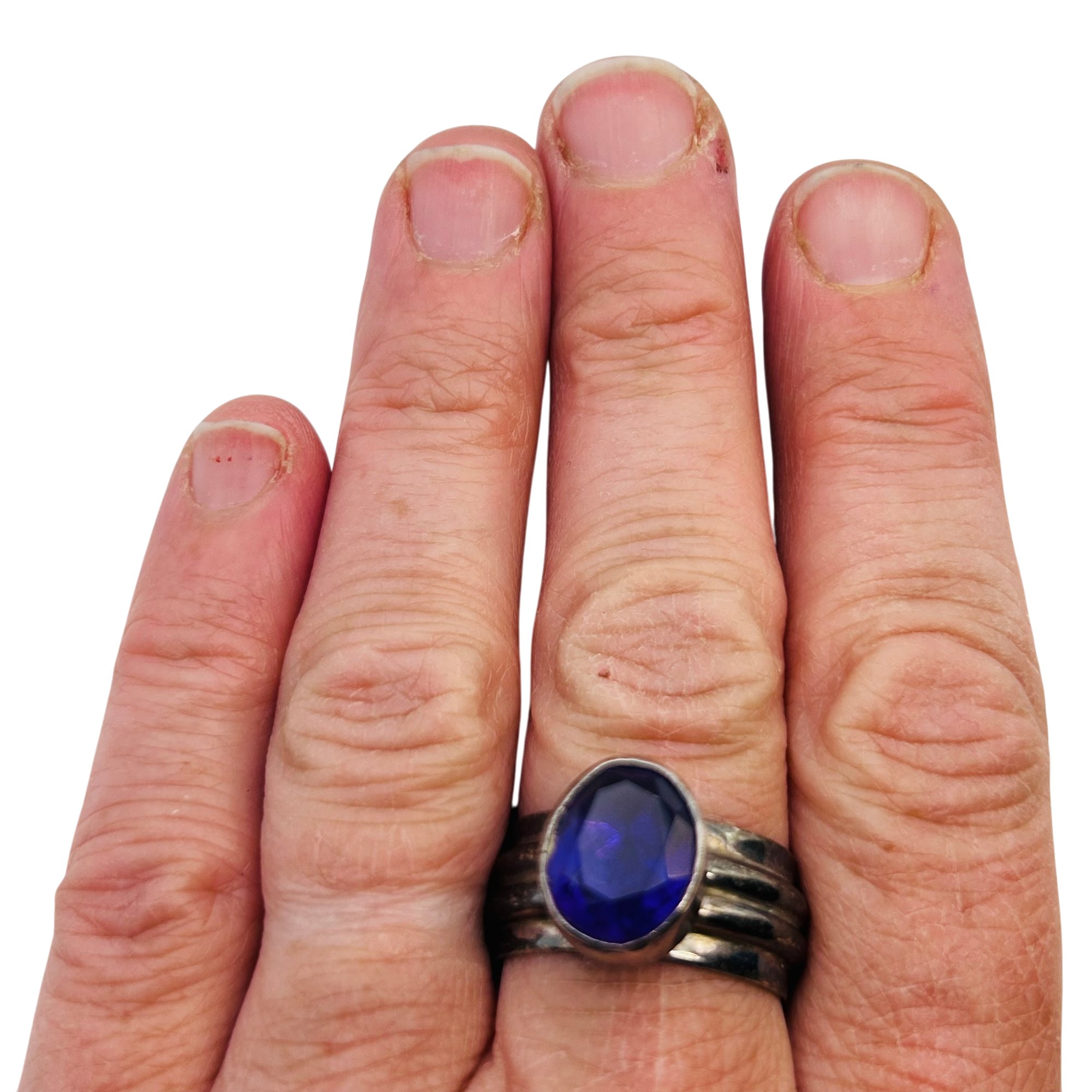 Signed Sterling Amethyst Ring Sz 9.5