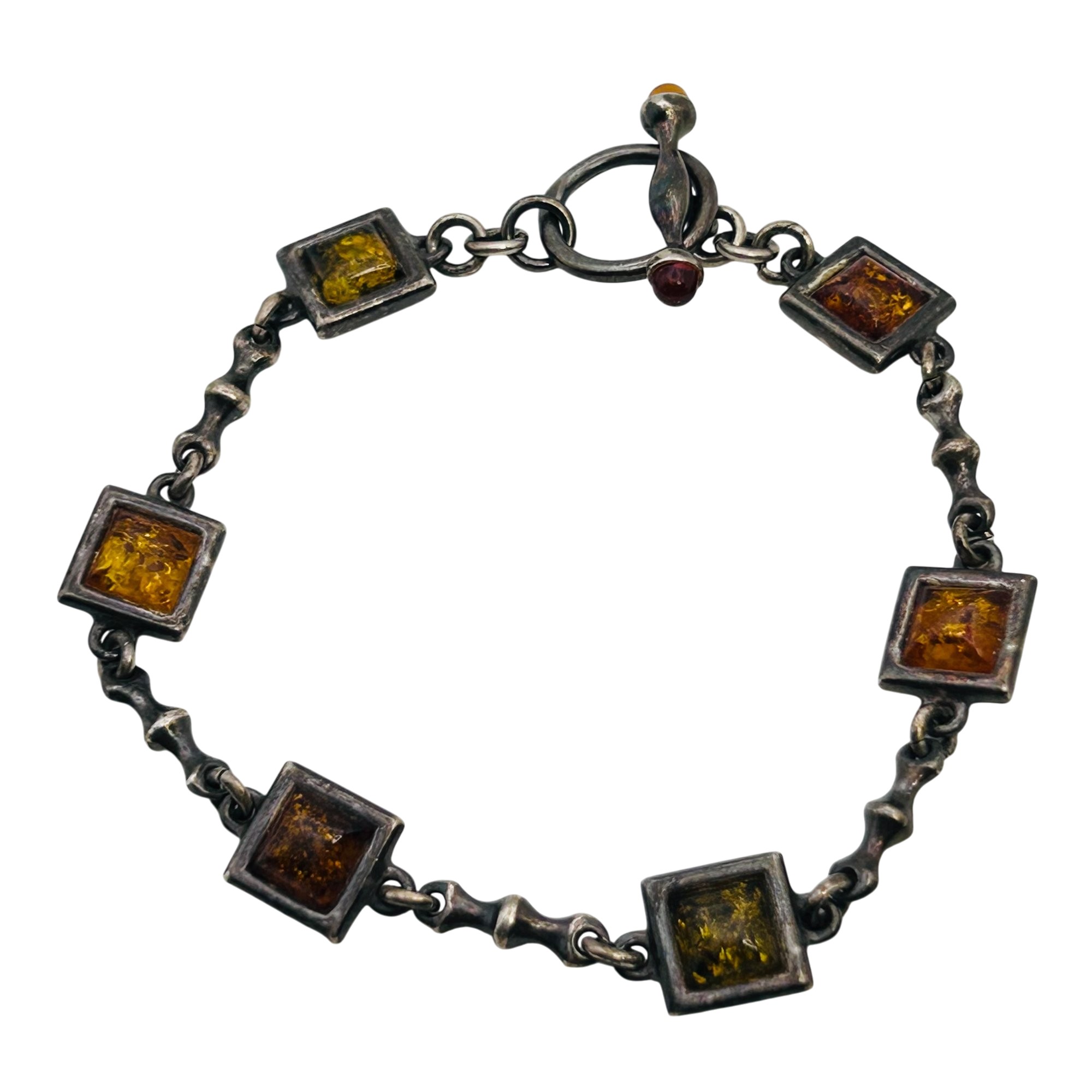 Sterling Amber Link Chain Bracelet