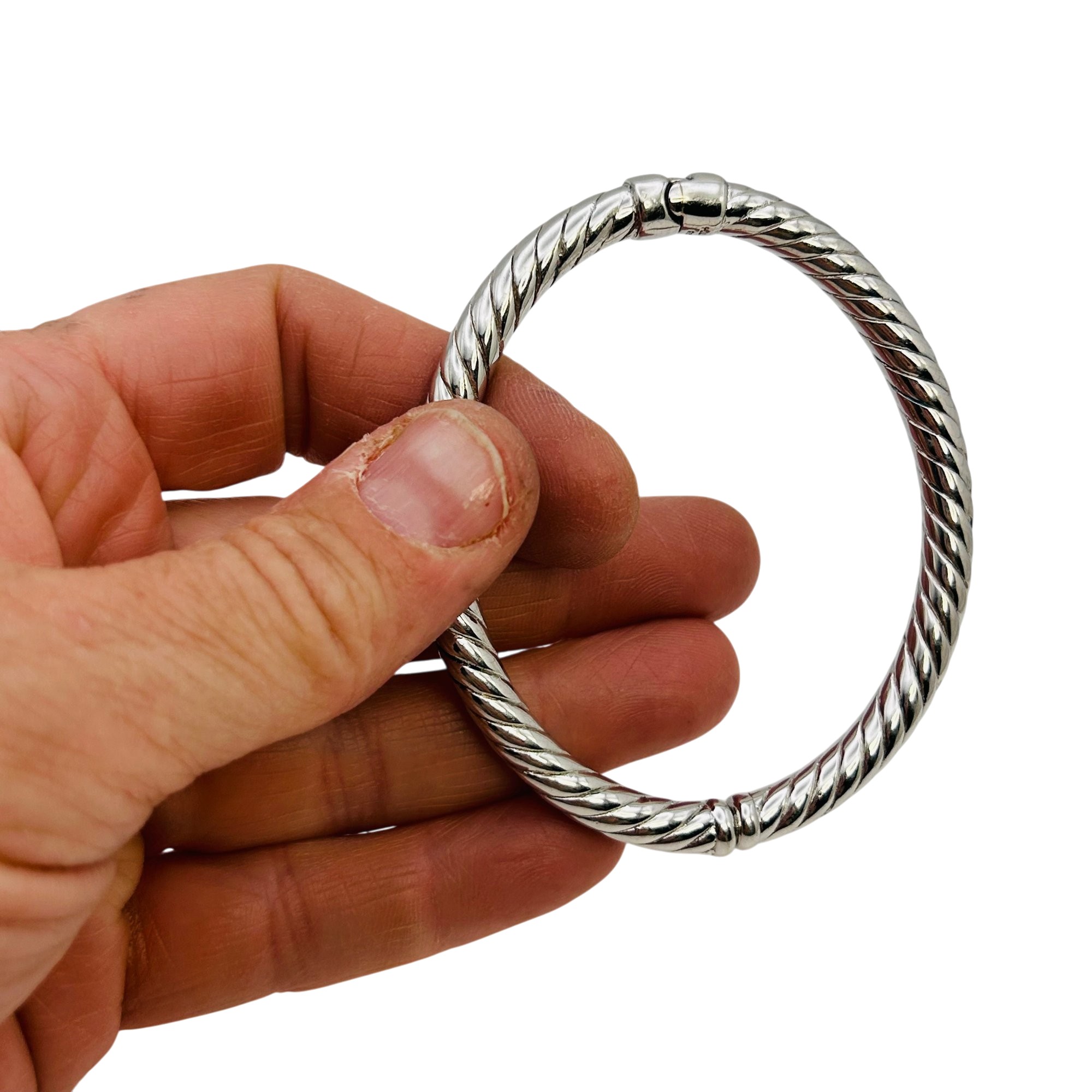 Signed Sterling Hinge Bangle Bracelet