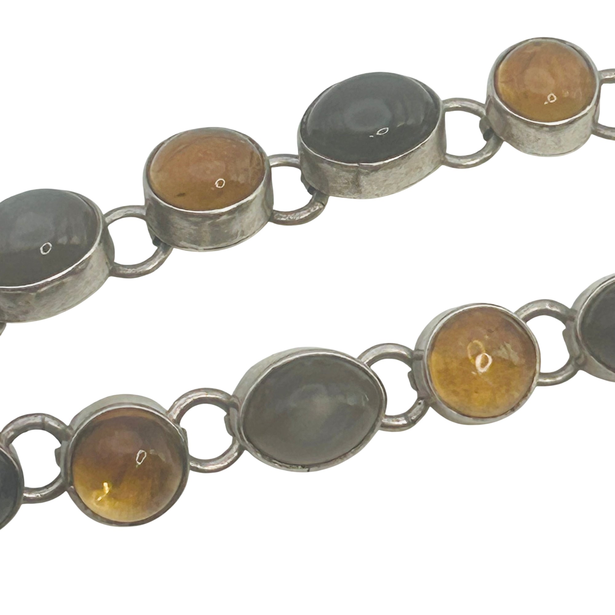Sterling Multi-stone Linked Chain Bracelet