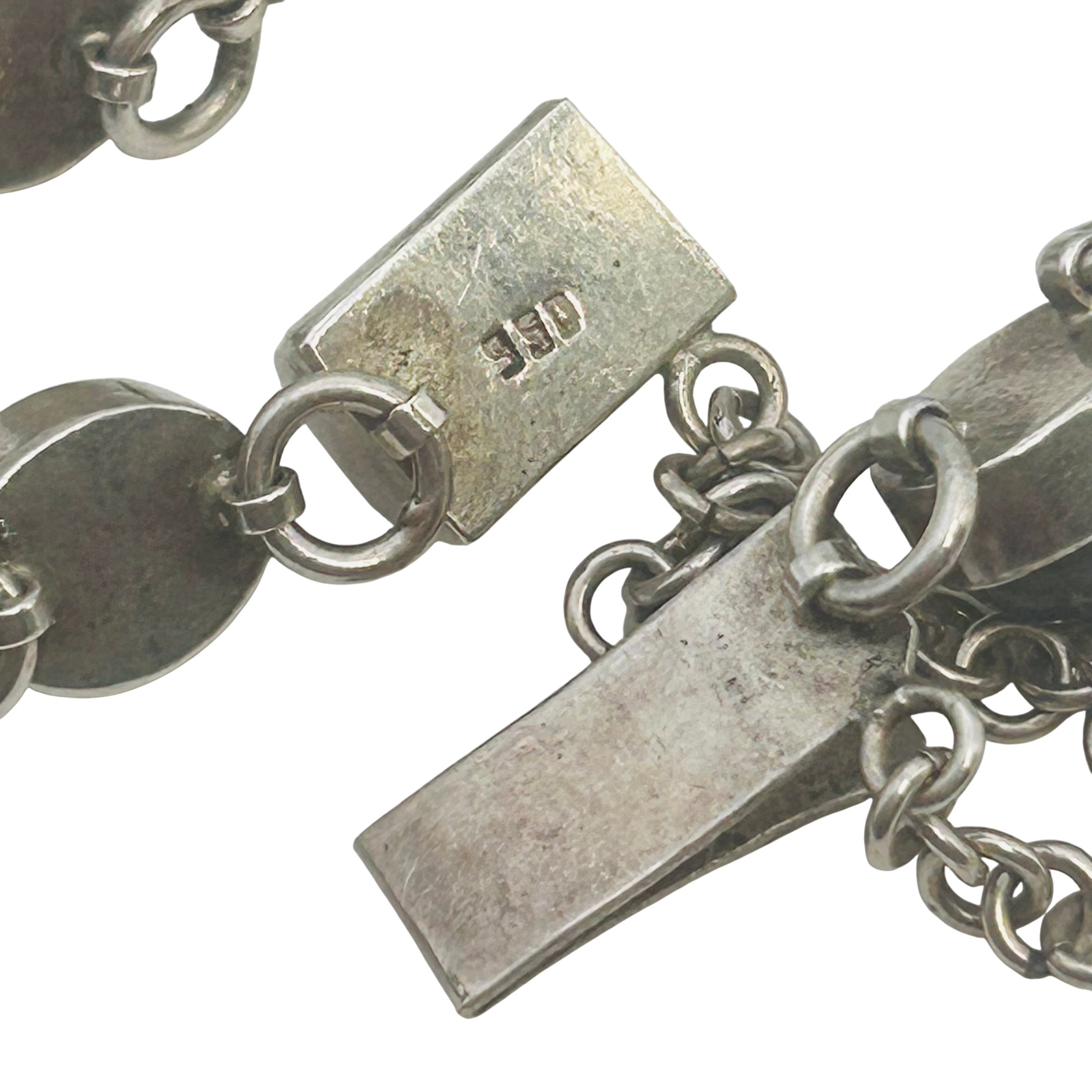 Sterling Multi-stone Linked Chain Bracelet