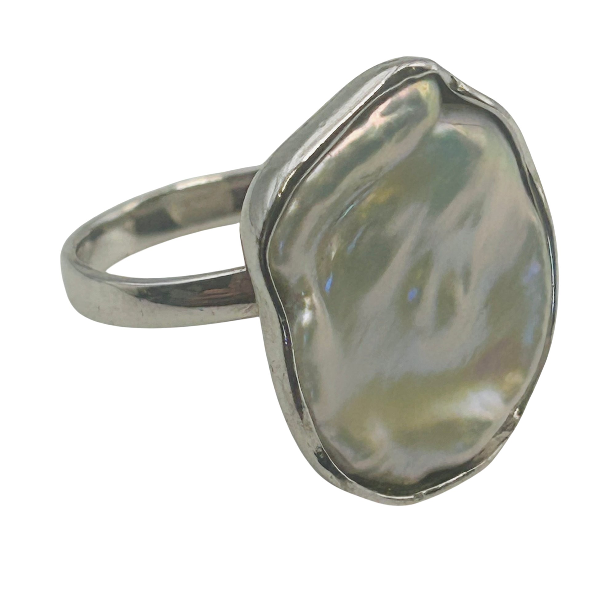 Signed Sterling Mother Of Pearl Ring Sz 6