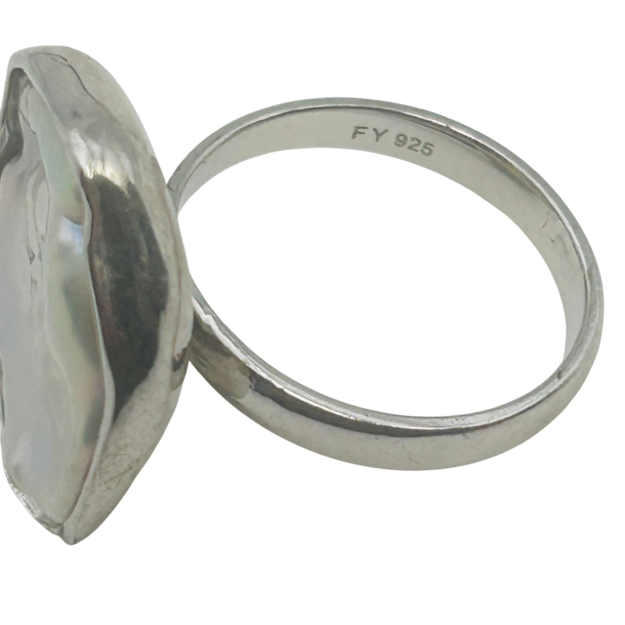 Signed Sterling Mother Of Pearl Ring Sz 6