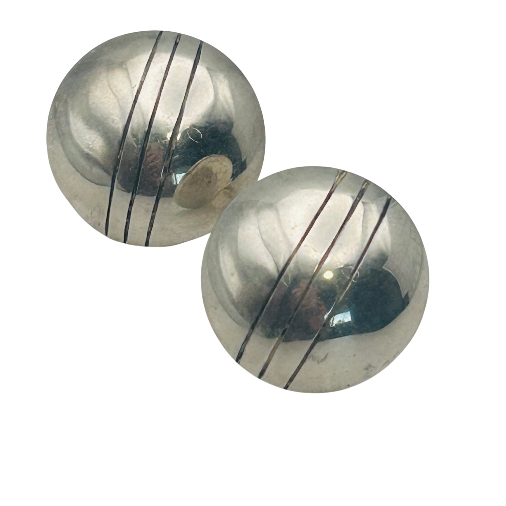 Sterling Round Dome Earrings