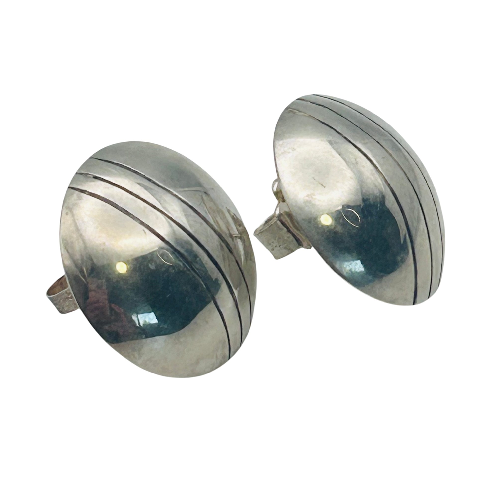 Sterling Round Dome Earrings
