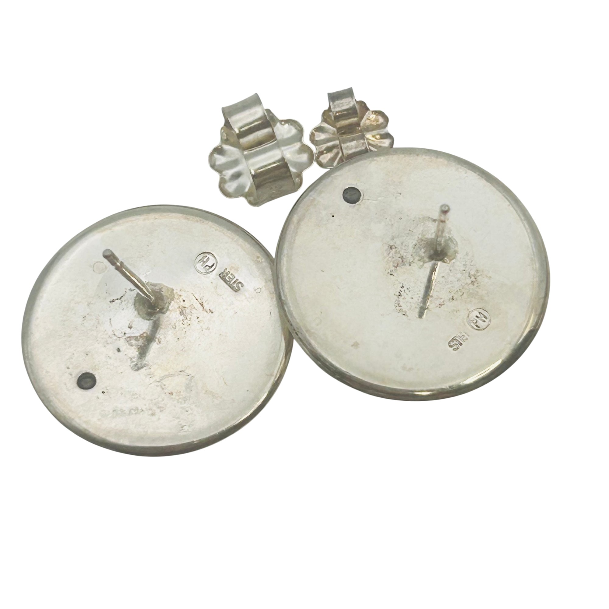 Sterling Round Dome Earrings