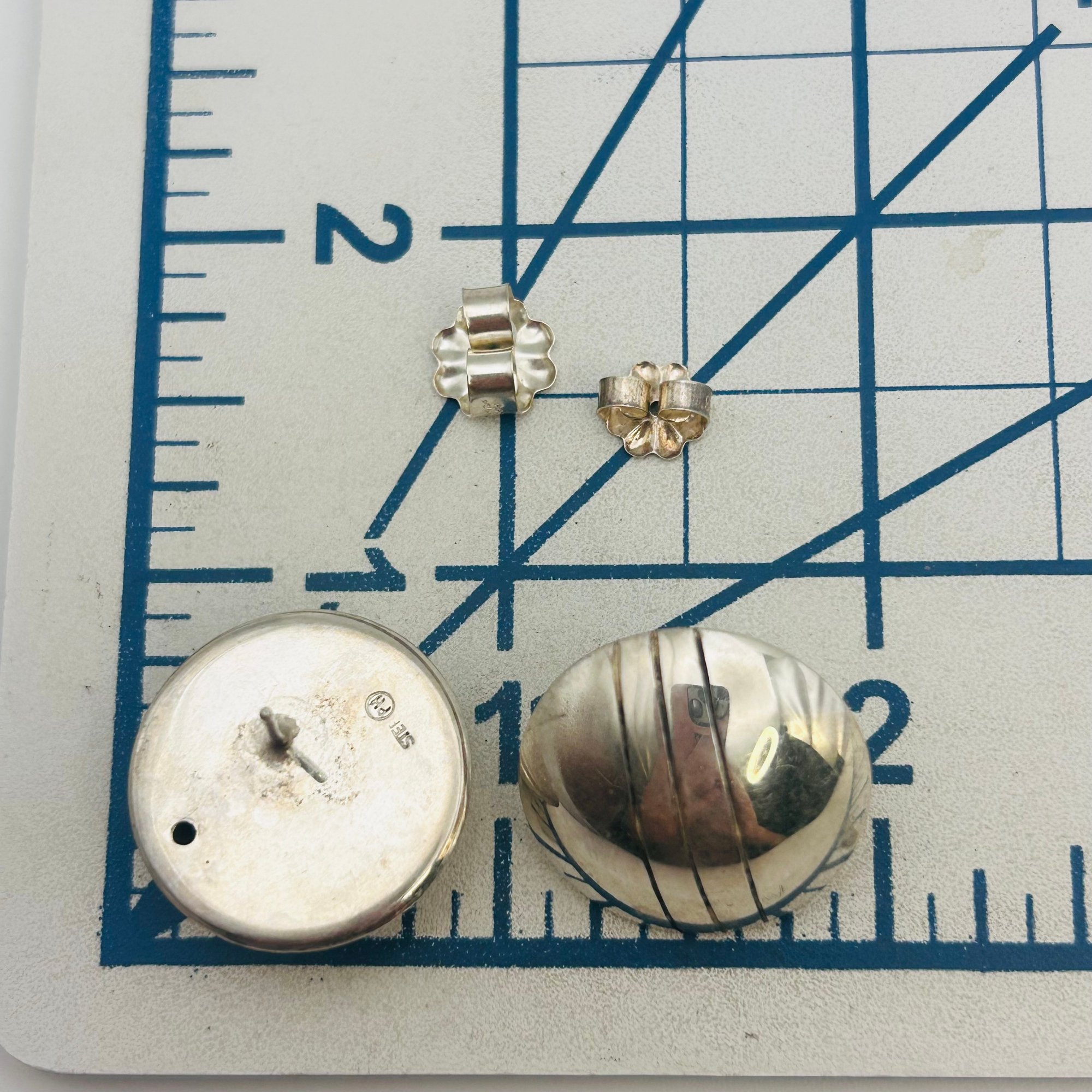 Sterling Round Dome Earrings