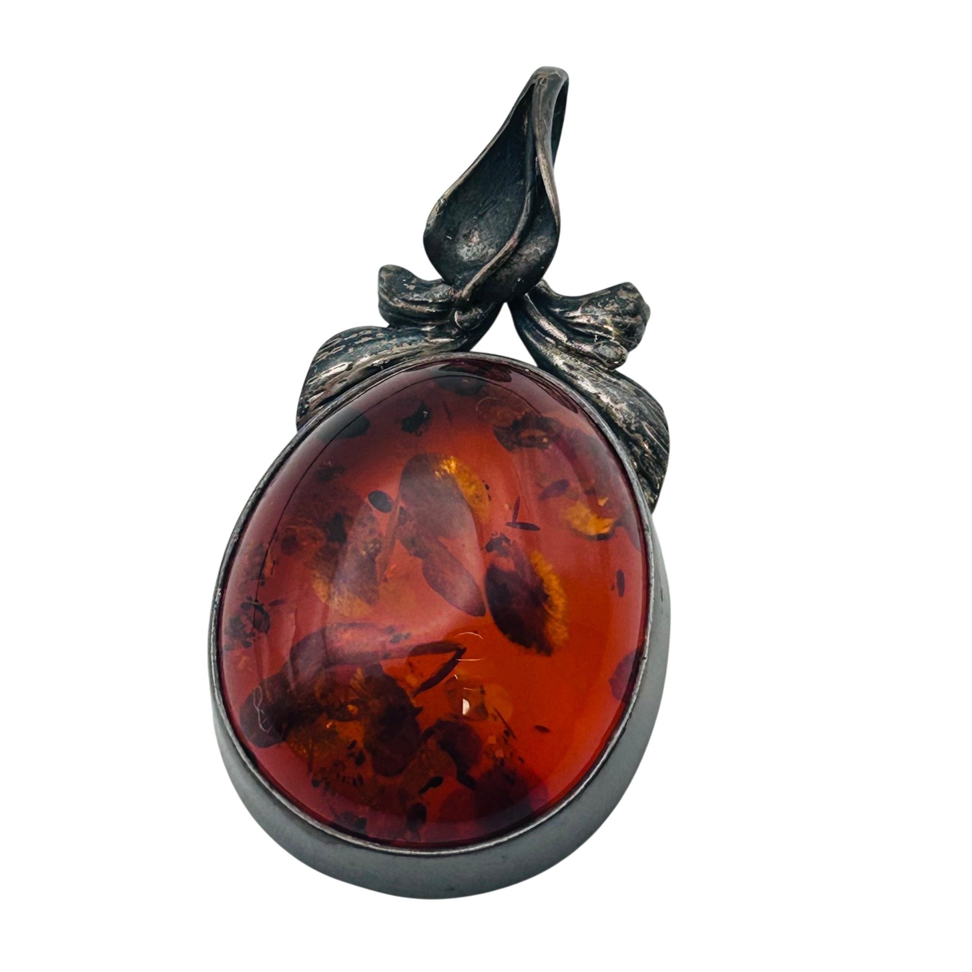 Sterling Amber Pendant