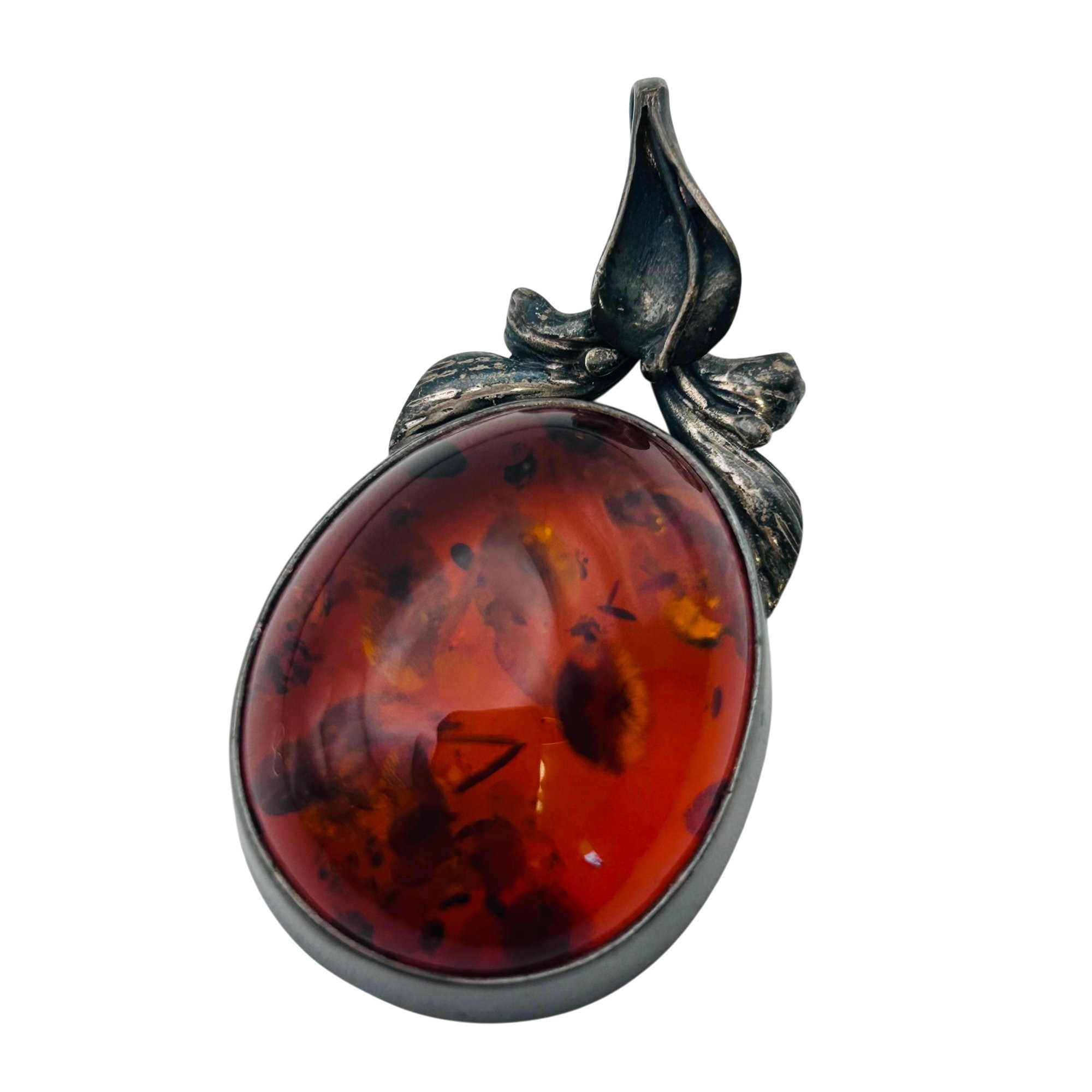 Sterling Amber Pendant