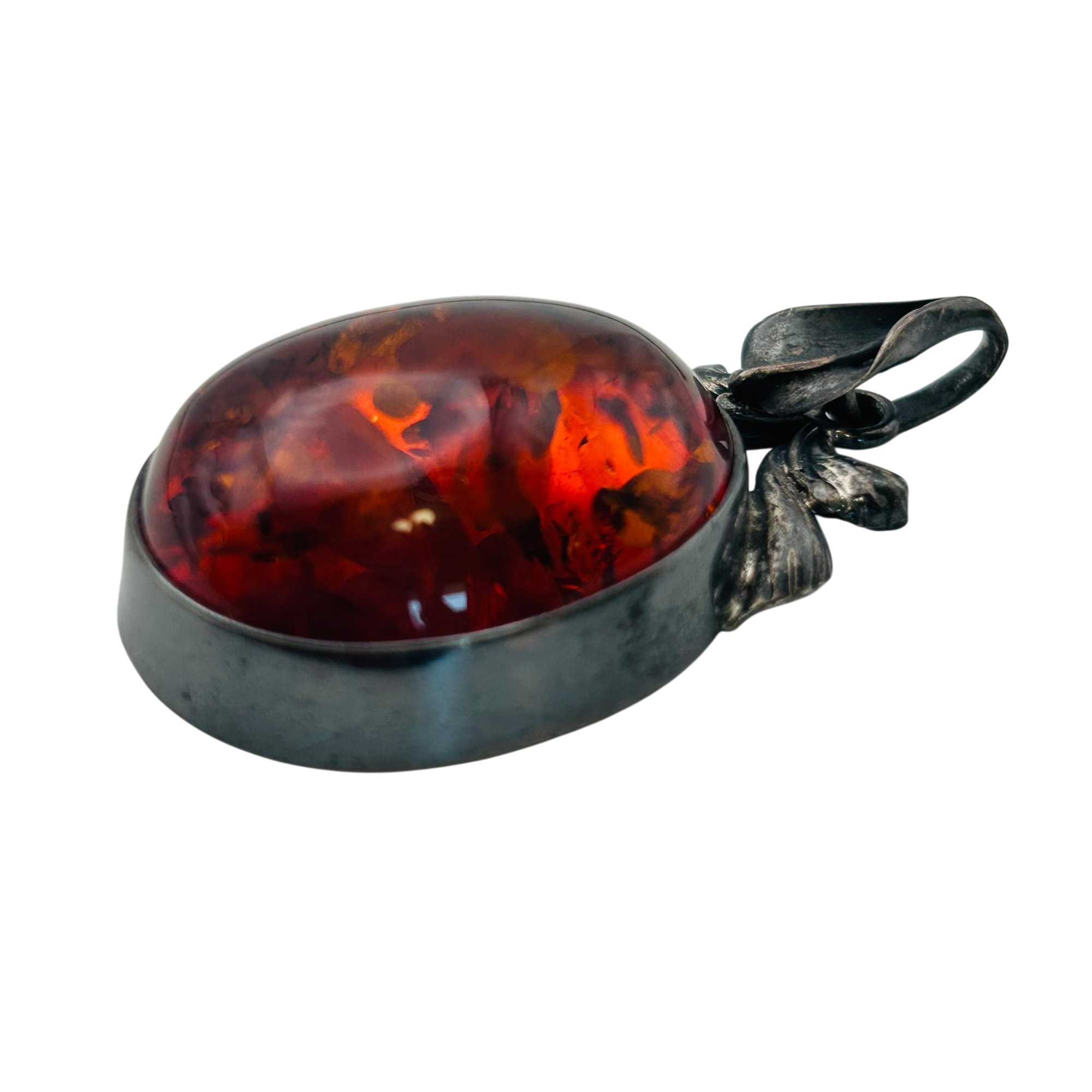 Sterling Amber Pendant