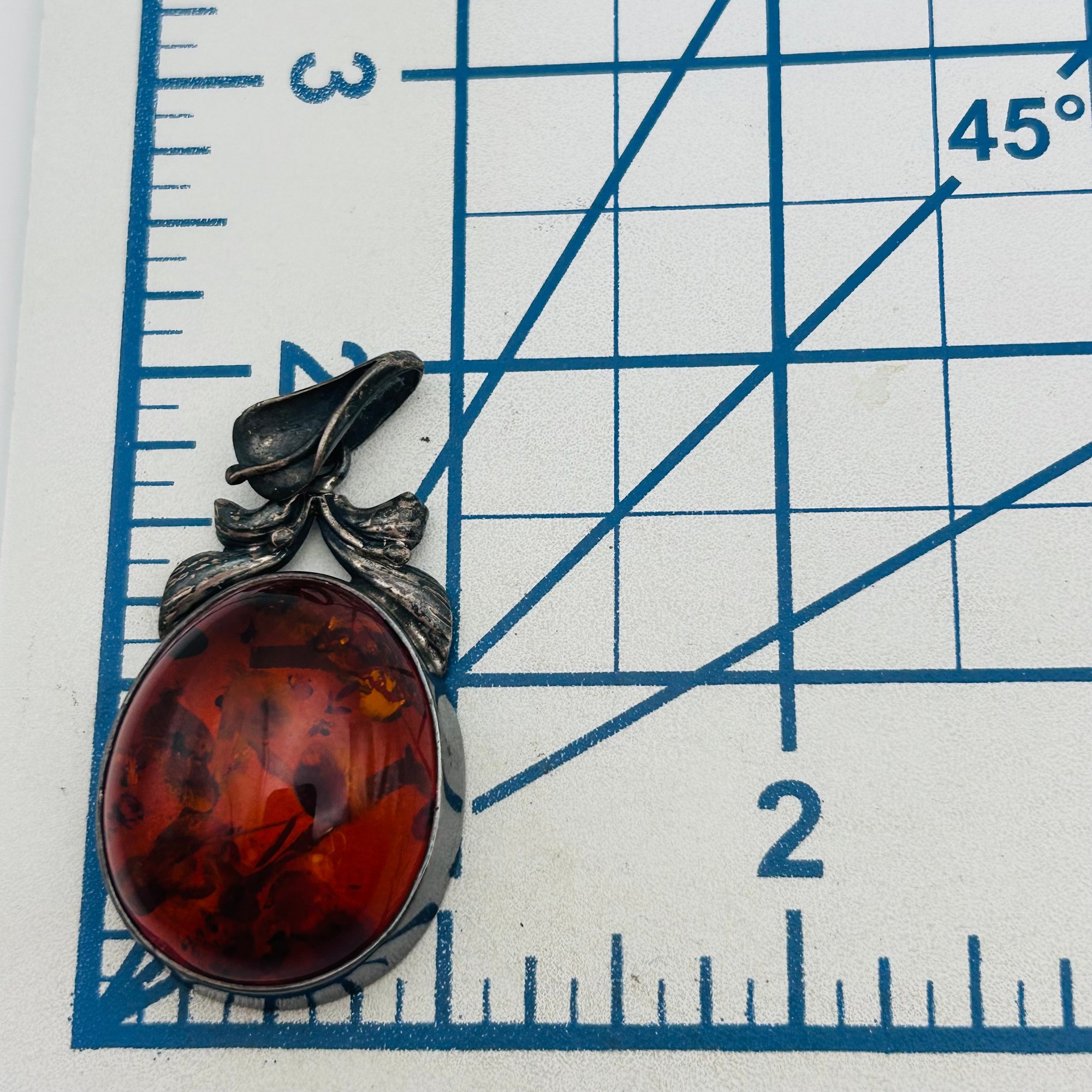 Sterling Amber Pendant