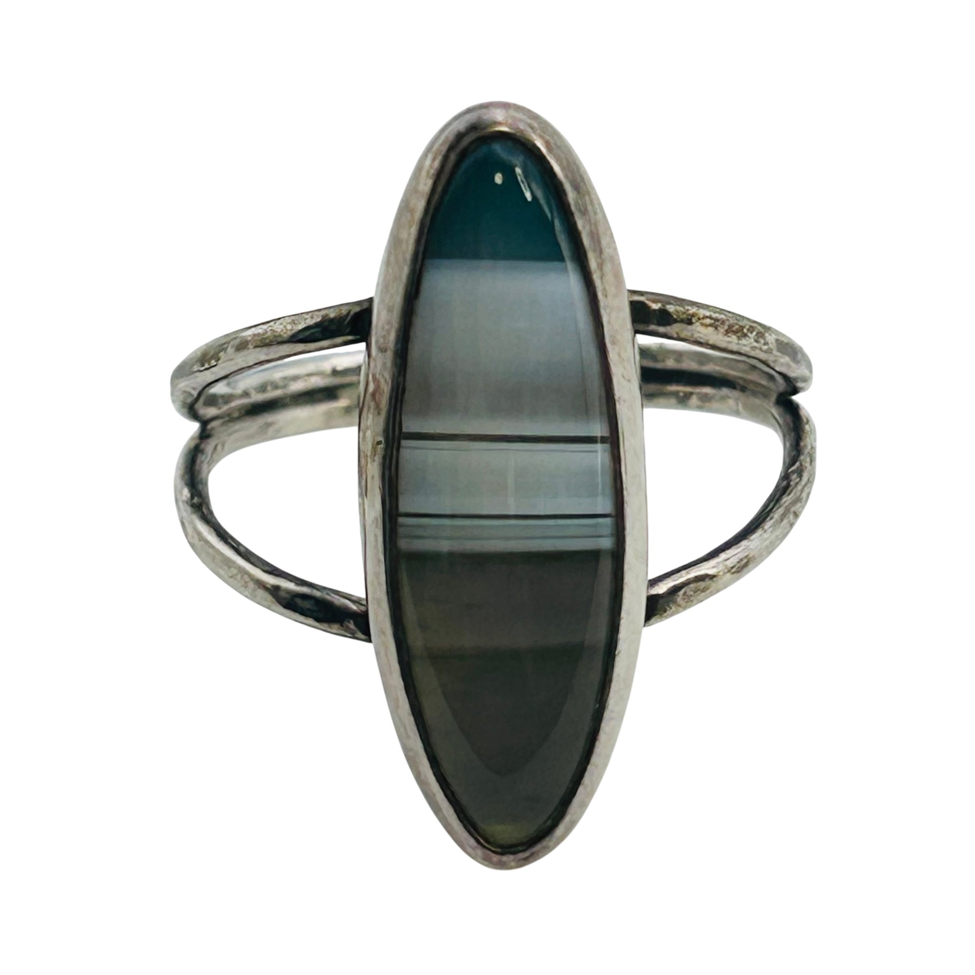 Sterling Banded Agate Ring Sz 7.5