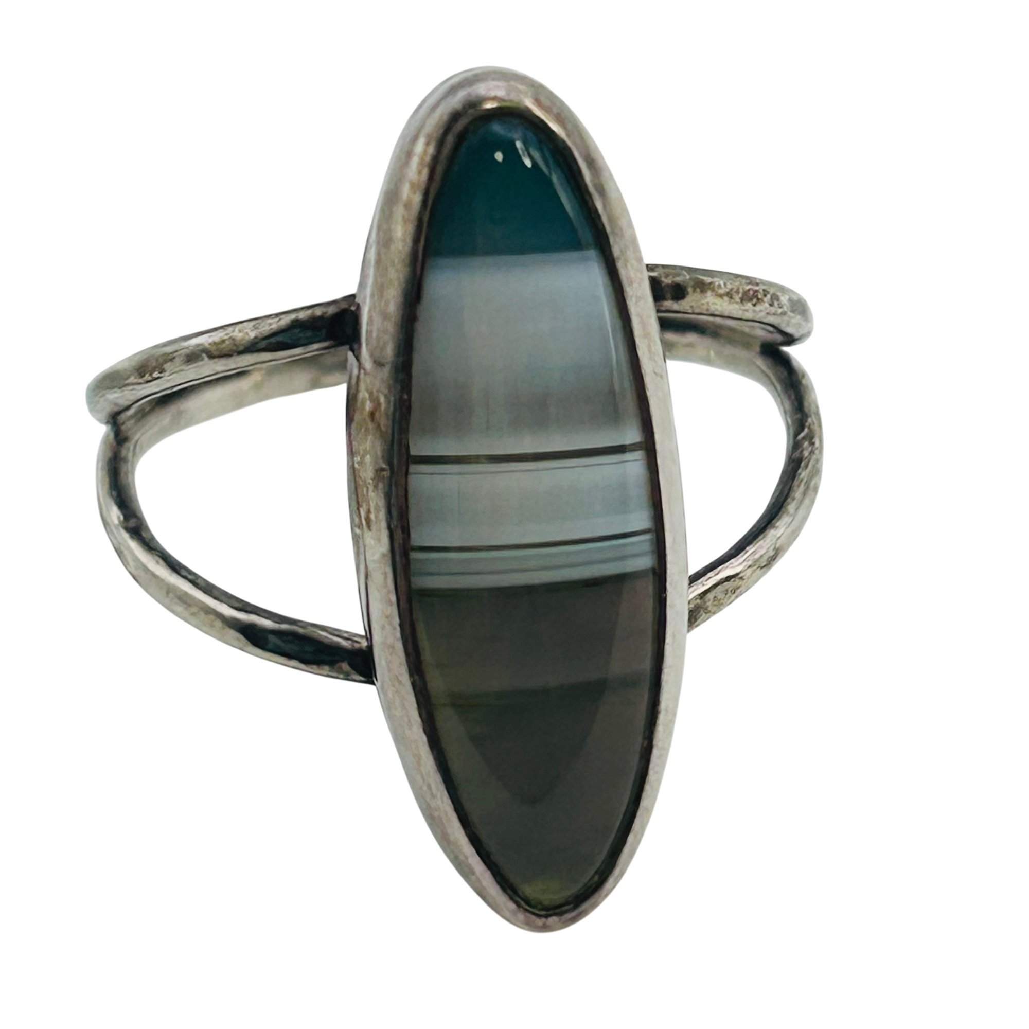 Sterling Banded Agate Ring Sz 7.5