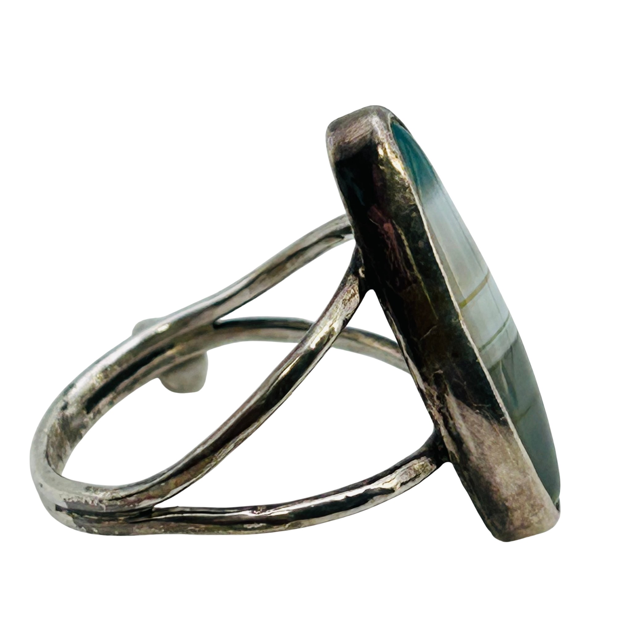Sterling Banded Agate Ring Sz 7.5