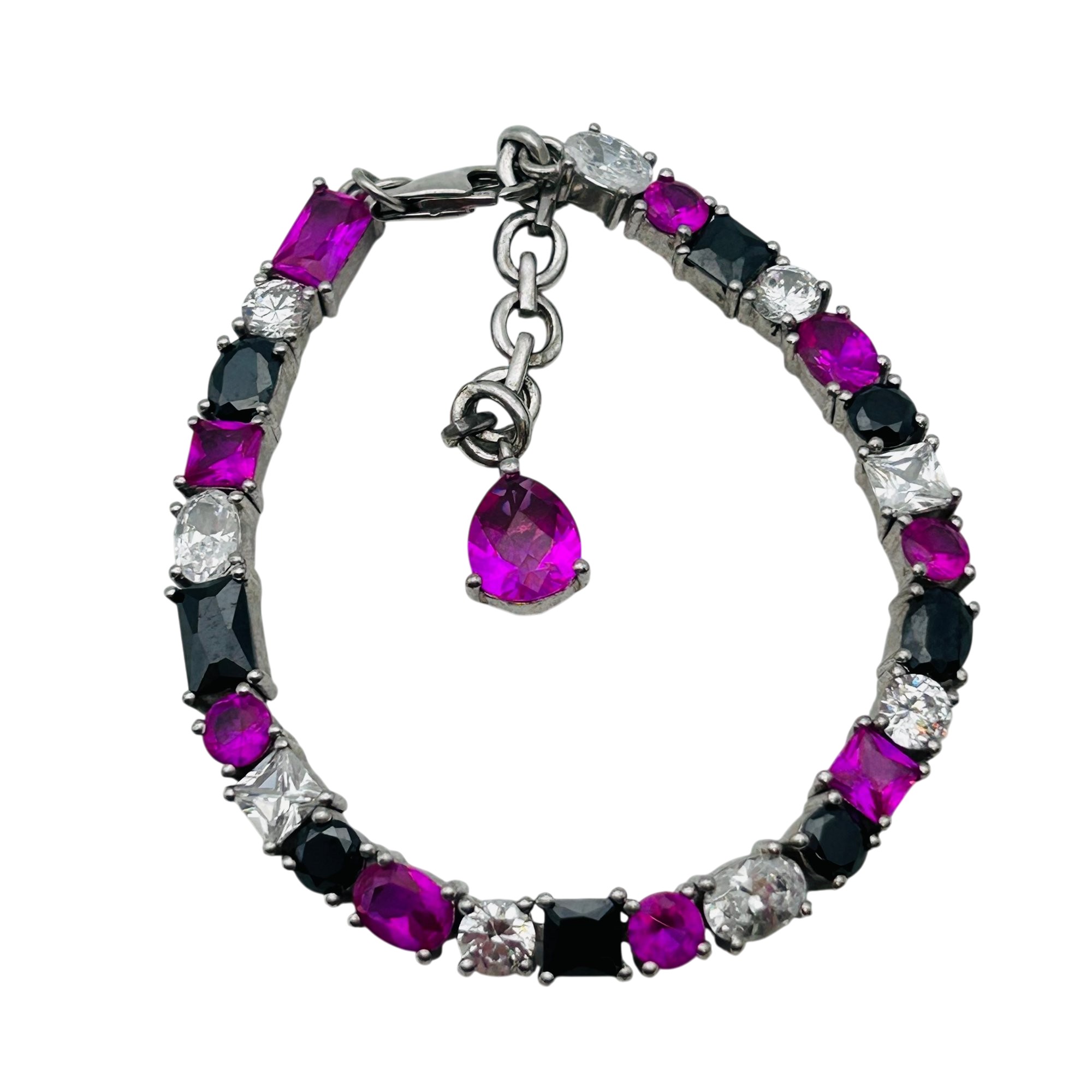 Sterling Pink Sapphire Tennis Bracelet