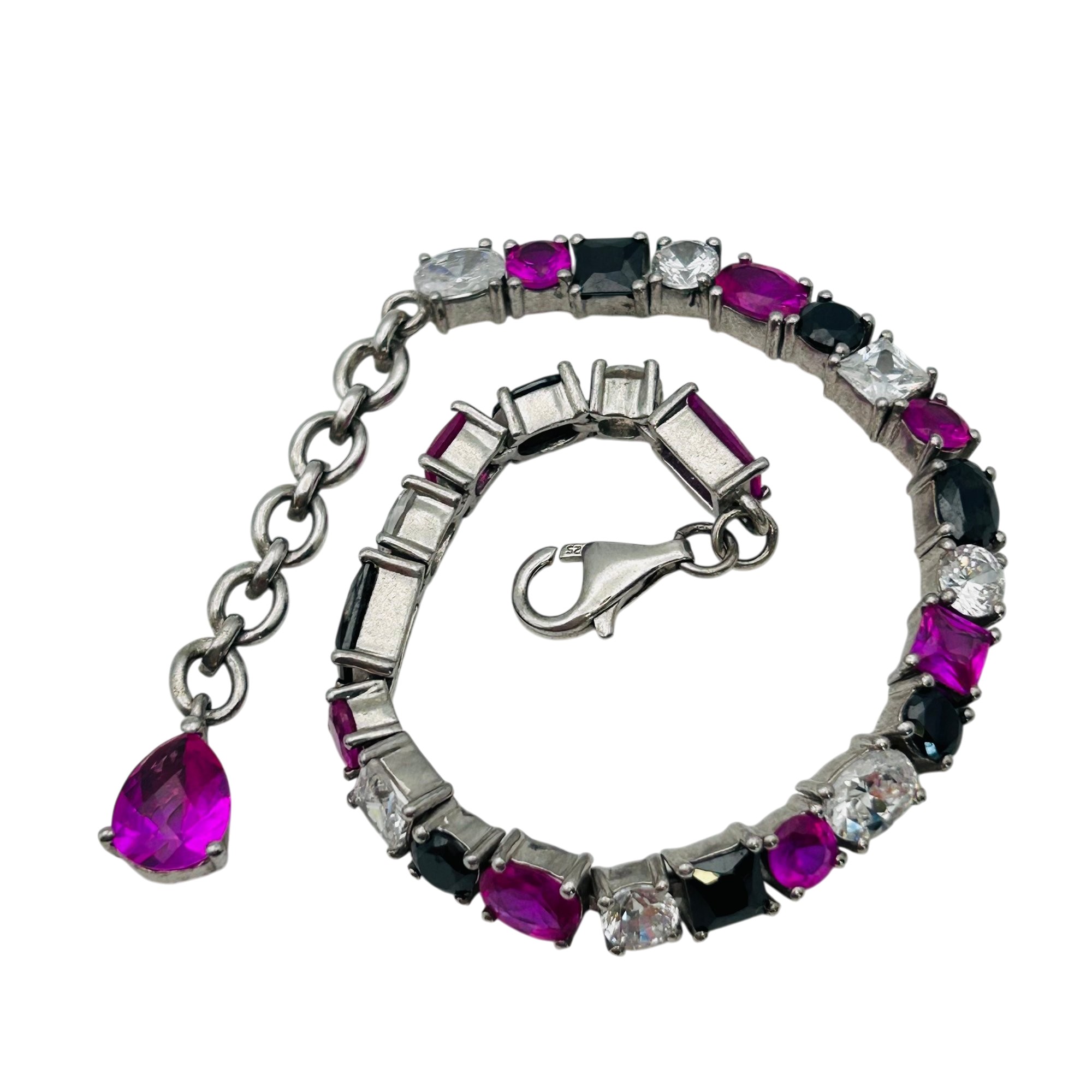 Sterling Pink Sapphire Tennis Bracelet