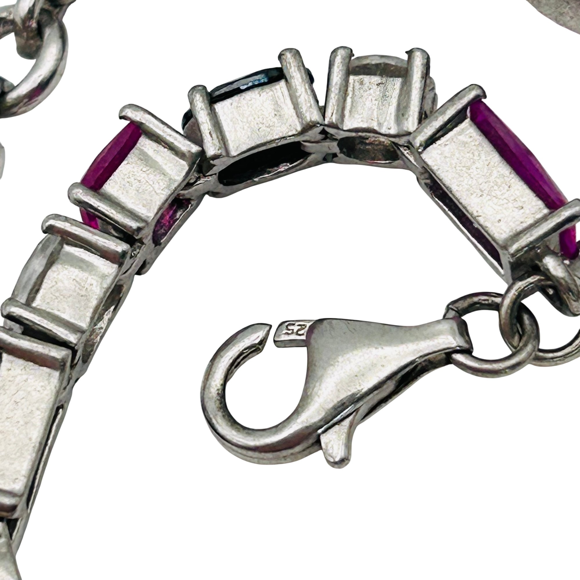 Sterling Pink Sapphire Tennis Bracelet