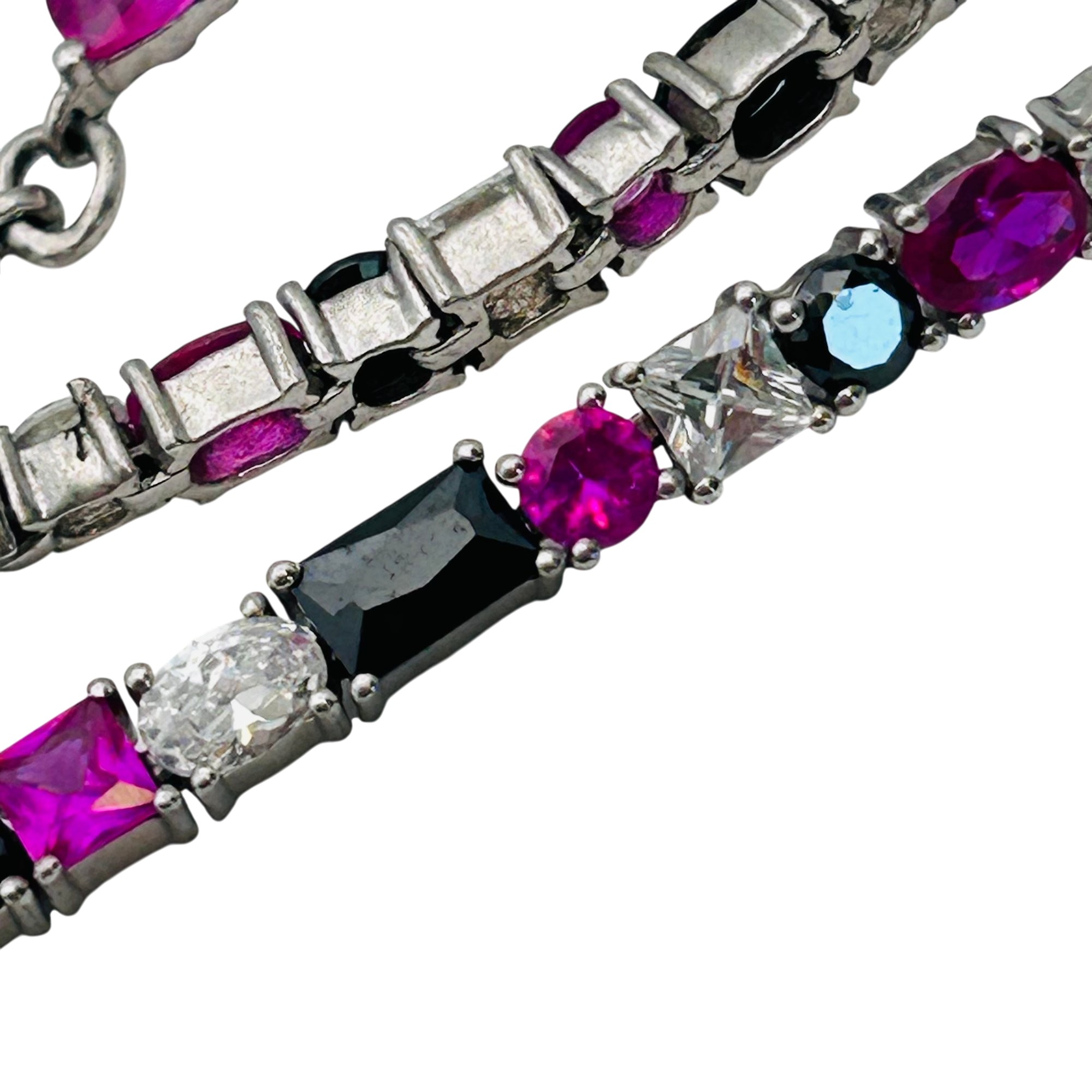 Sterling Pink Sapphire Tennis Bracelet