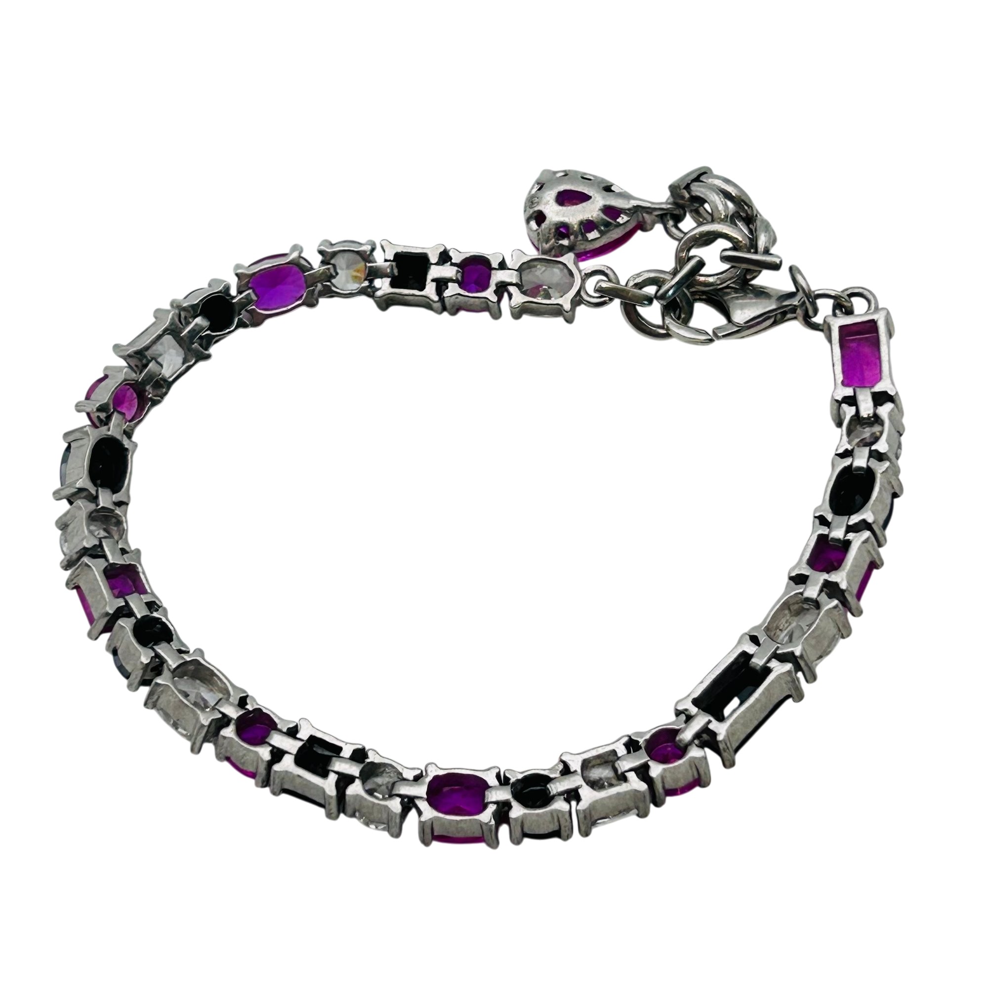 Sterling Pink Sapphire Tennis Bracelet