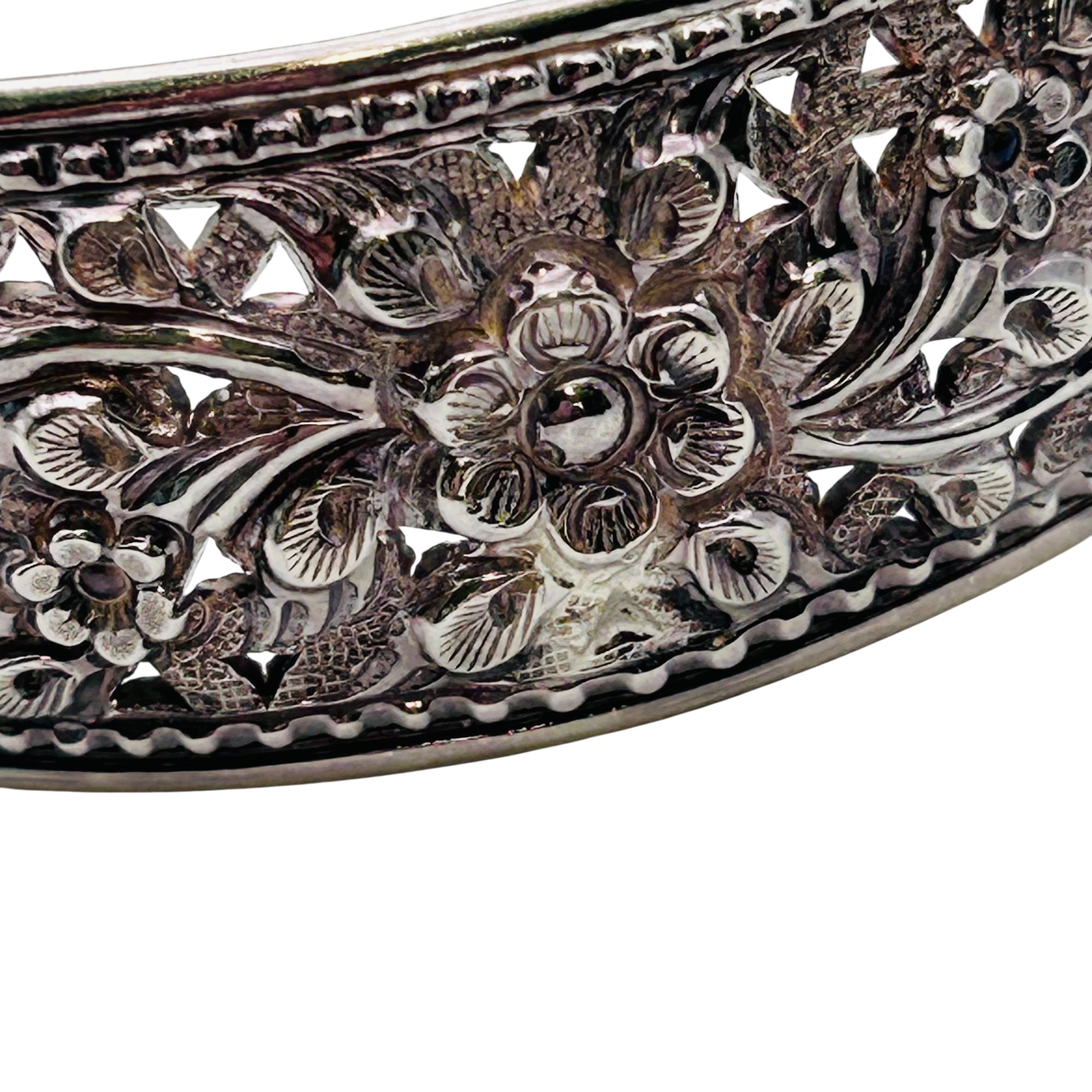 Sterling Floral Cuff Bracelet