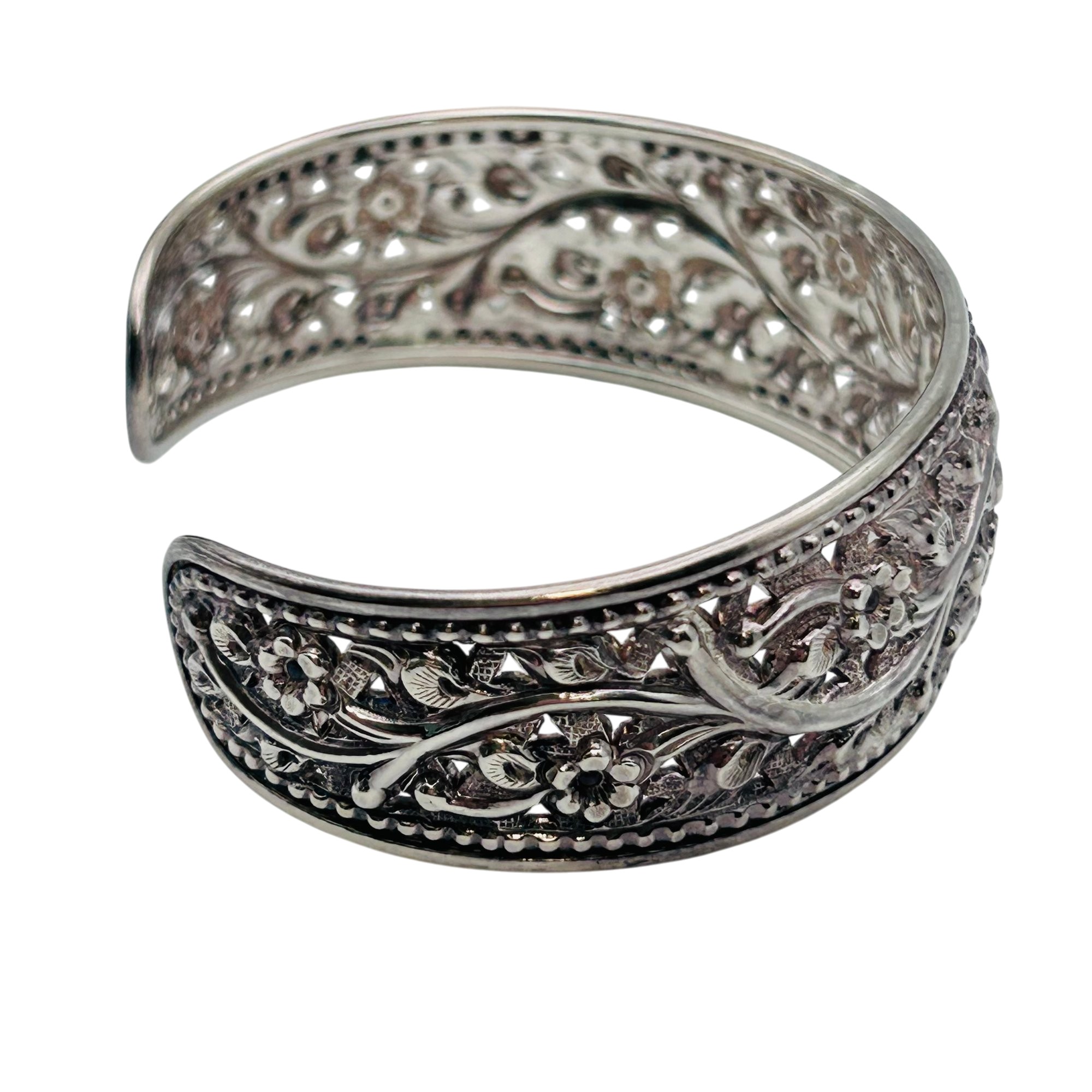 Sterling Floral Cuff Bracelet