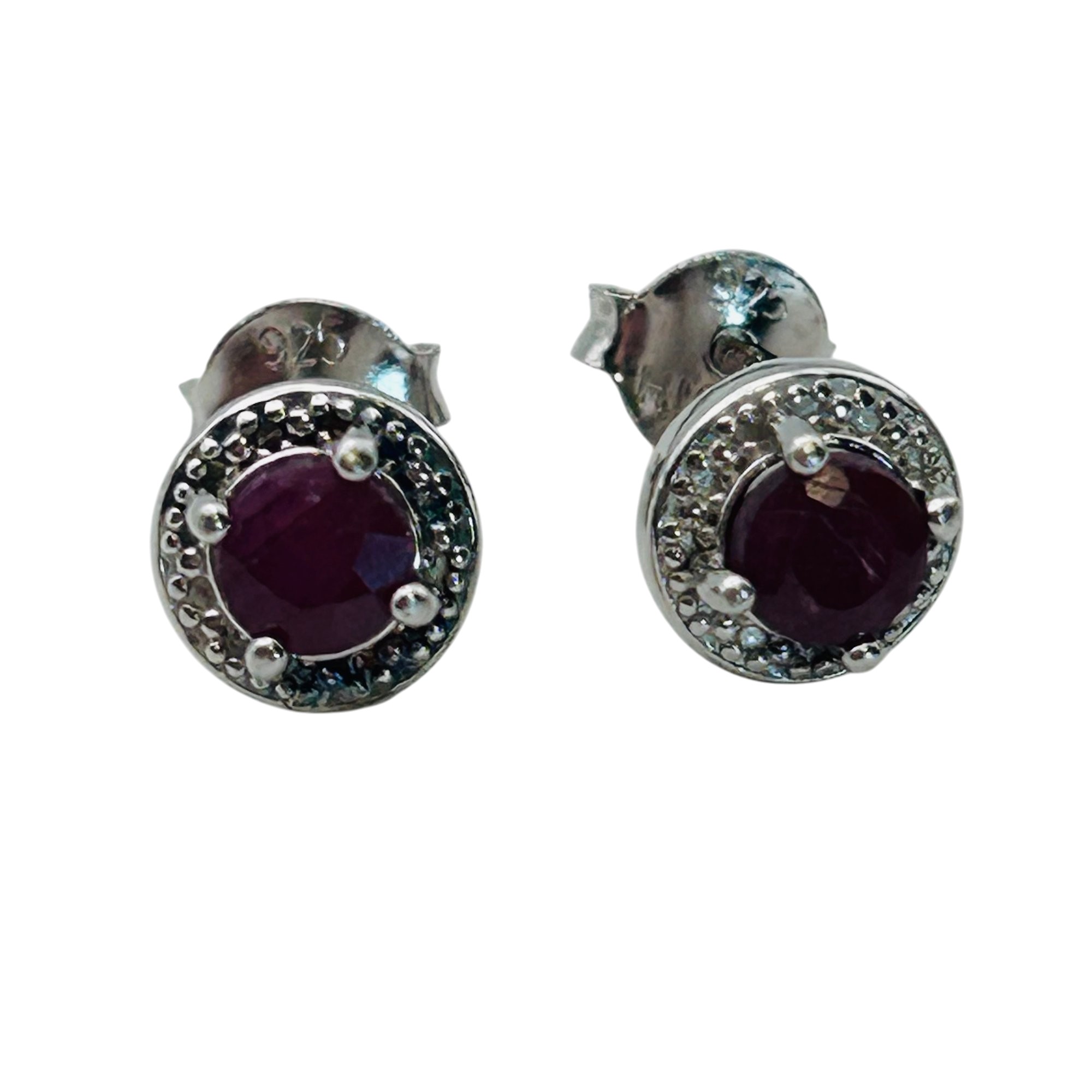 Signed Sterling Ruby Earrings