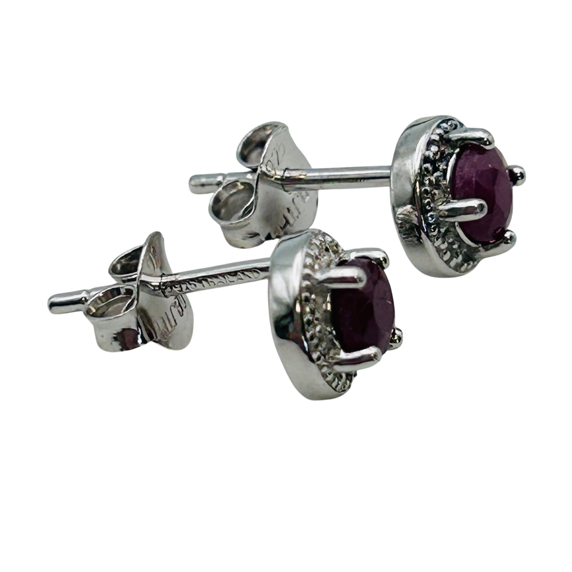 Signed Sterling Ruby Earrings