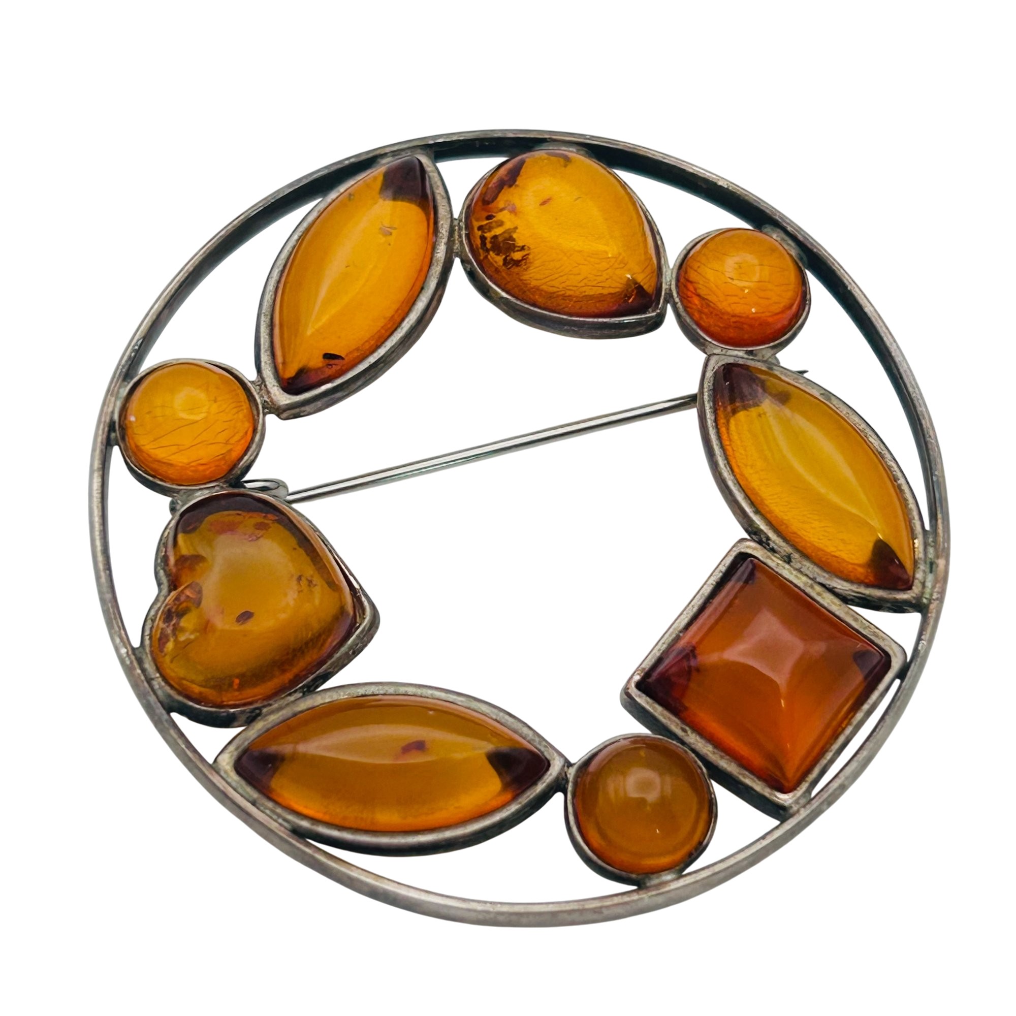 Vintage Sterling Amber Pendant