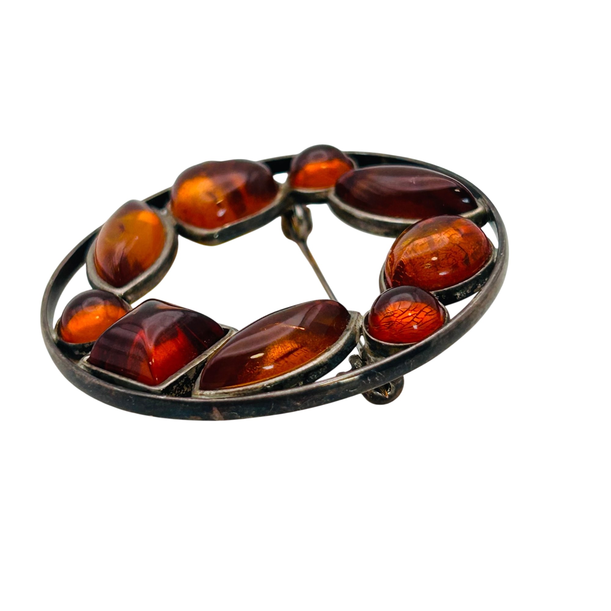 Vintage Sterling Amber Pendant