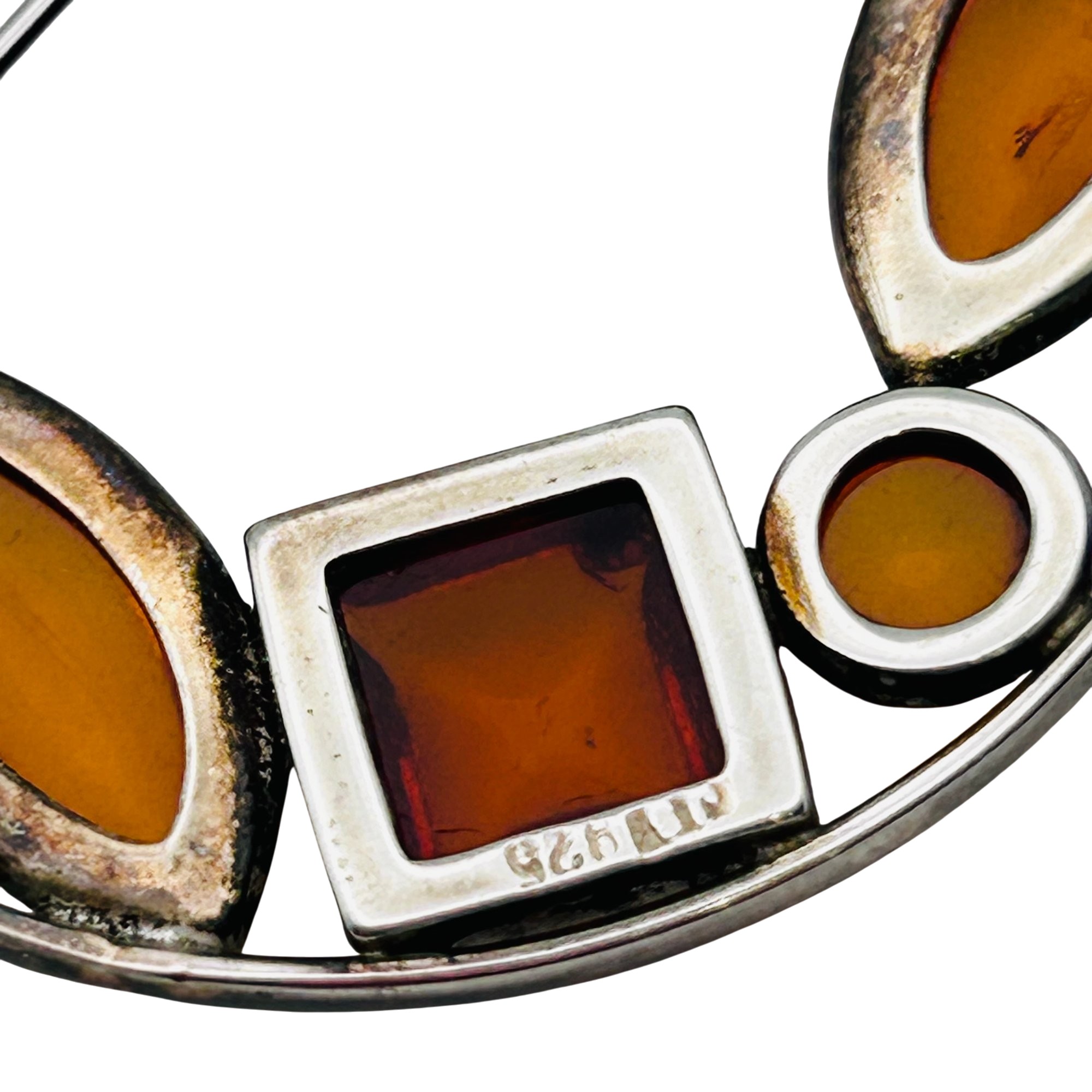 Vintage Sterling Amber Pendant