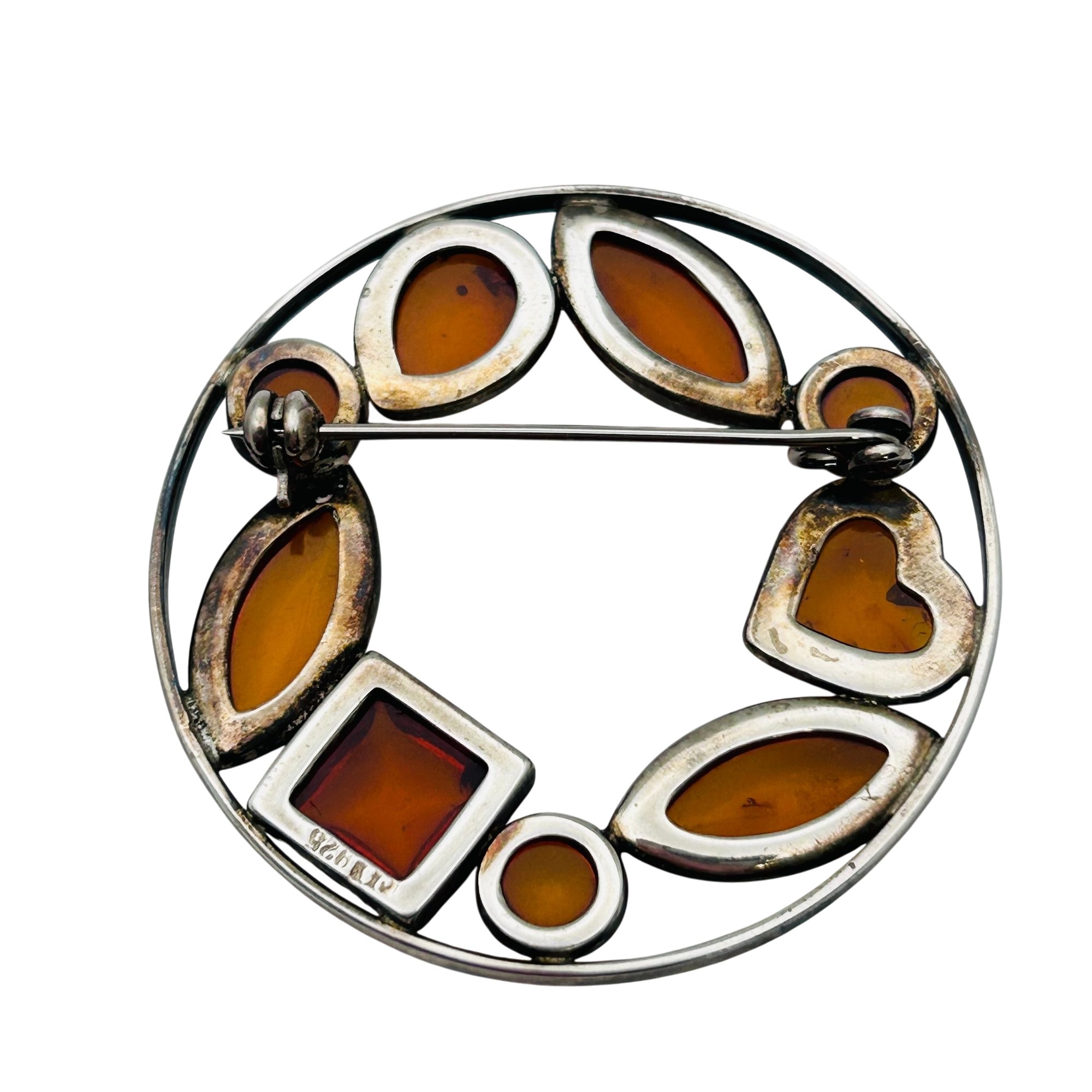 Vintage Sterling Amber Pendant