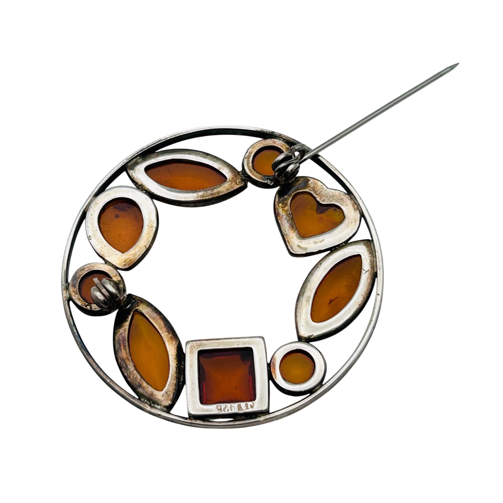 Vintage Sterling Amber Pendant