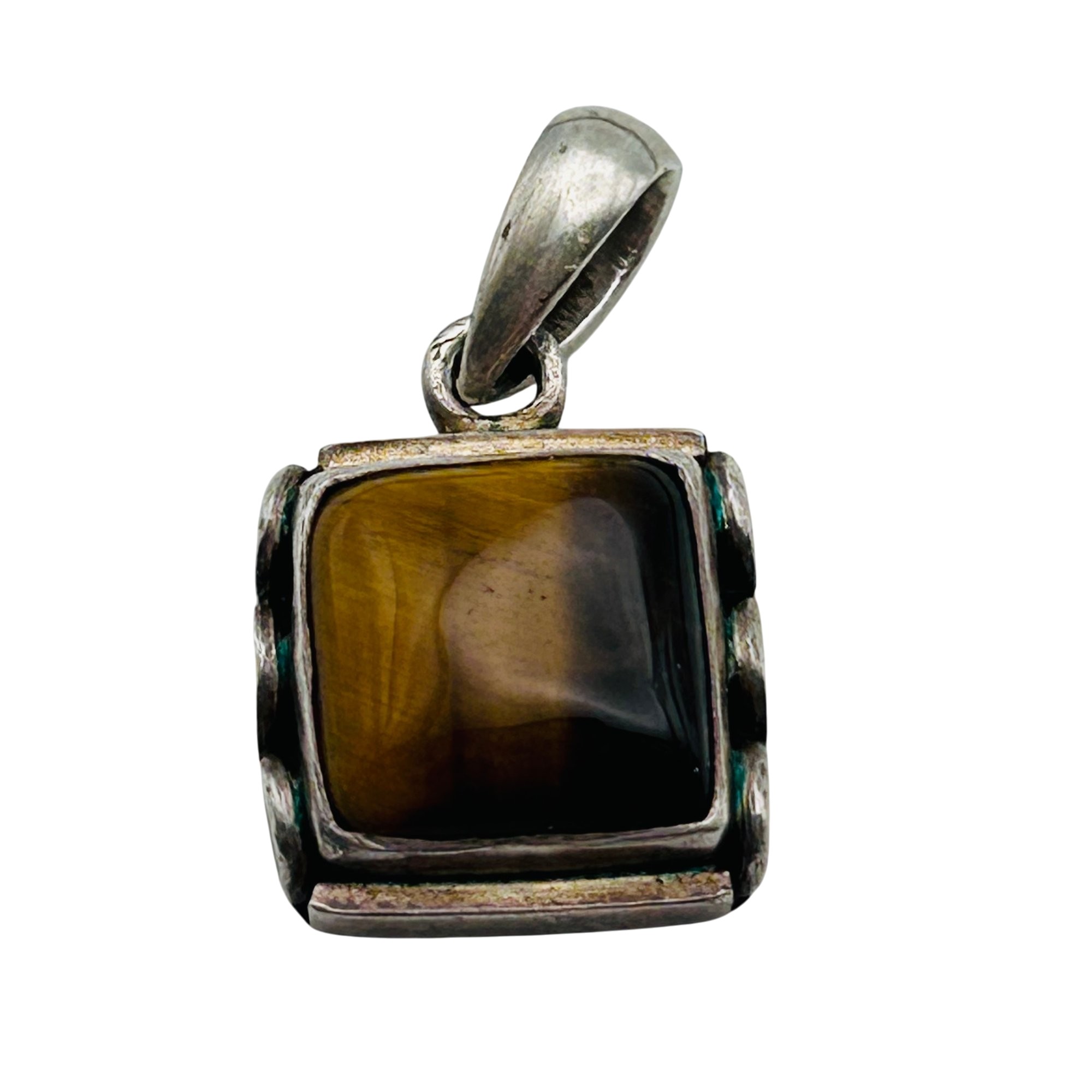Sterling Tigers Eye Square Pendant