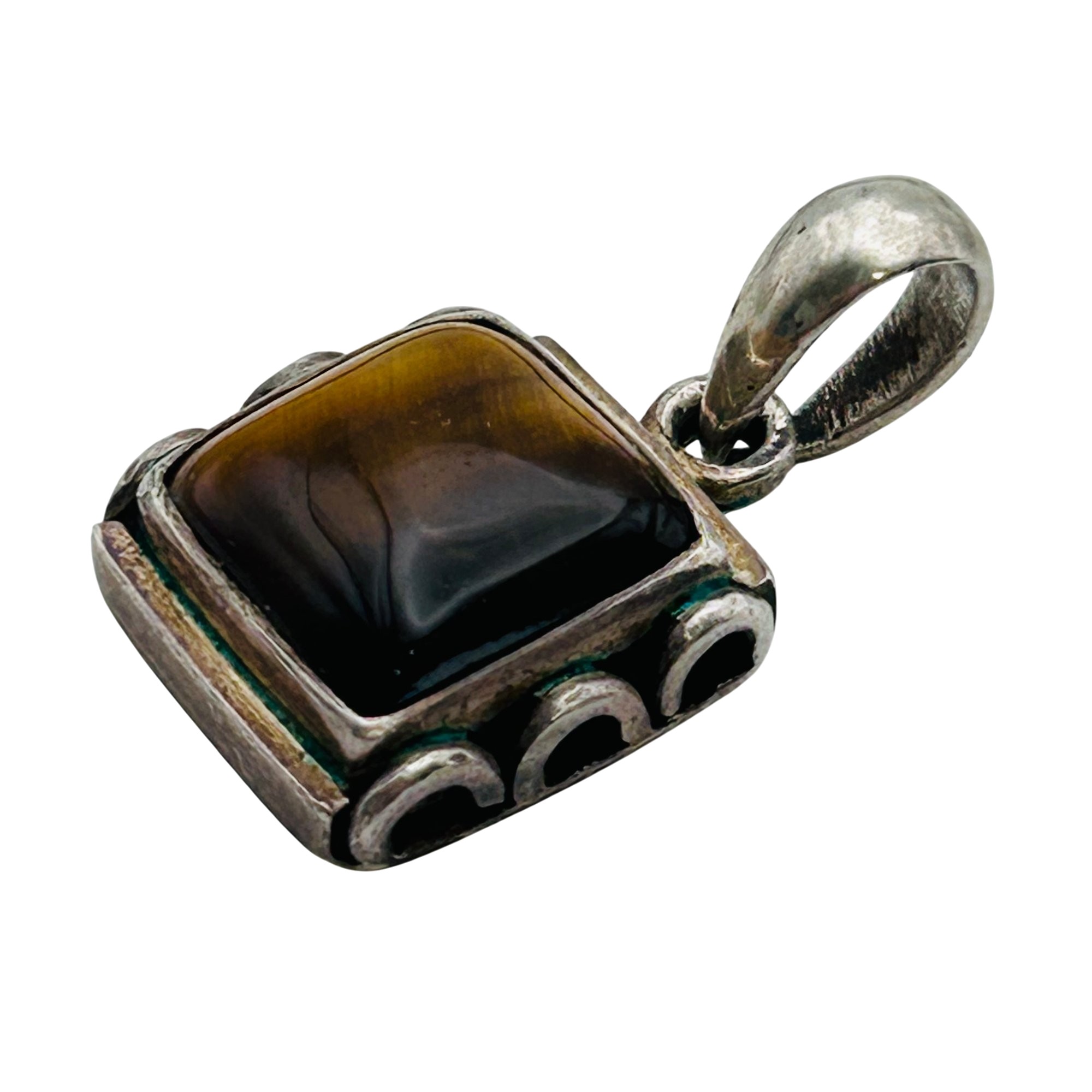 Sterling Tigers Eye Square Pendant