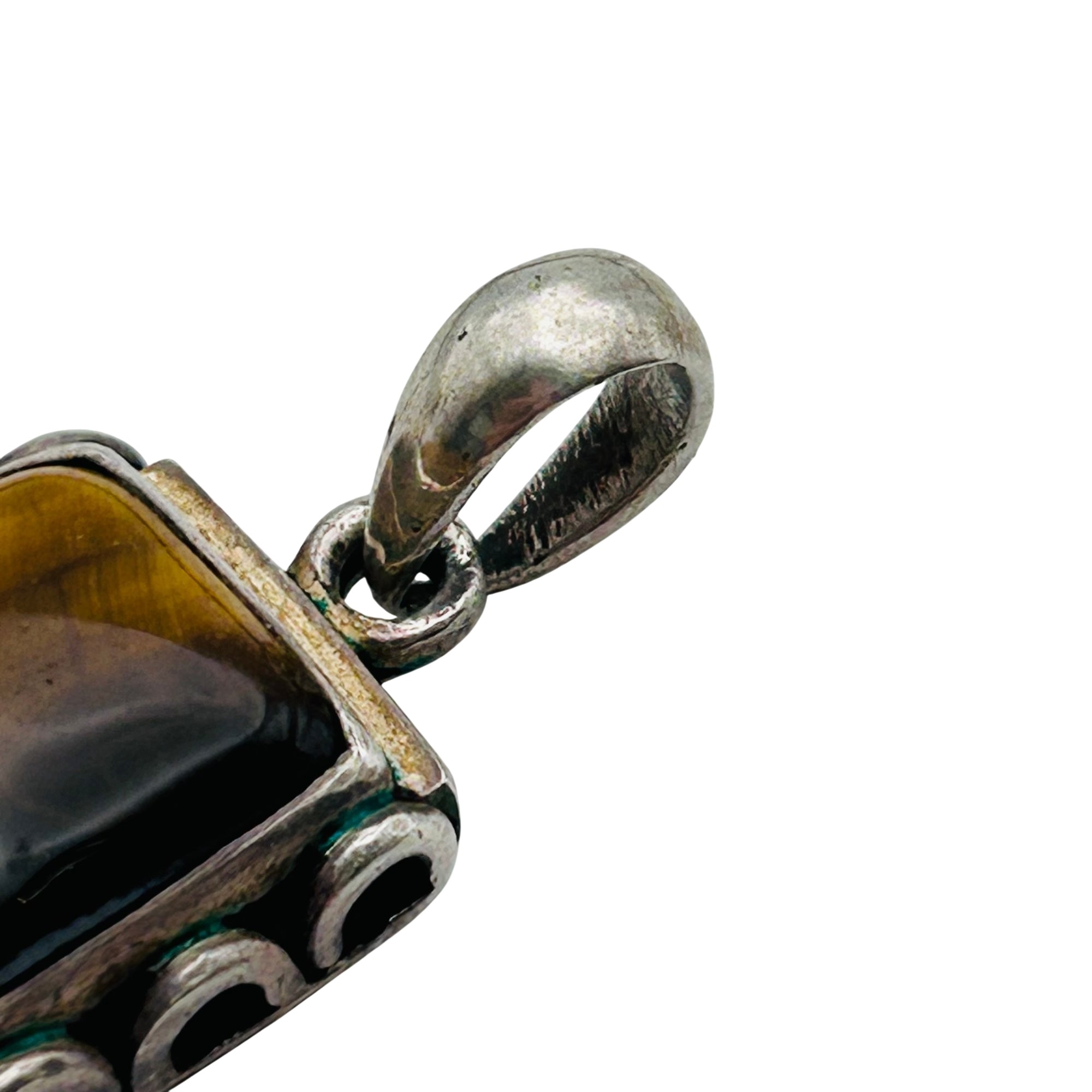 Sterling Tigers Eye Square Pendant