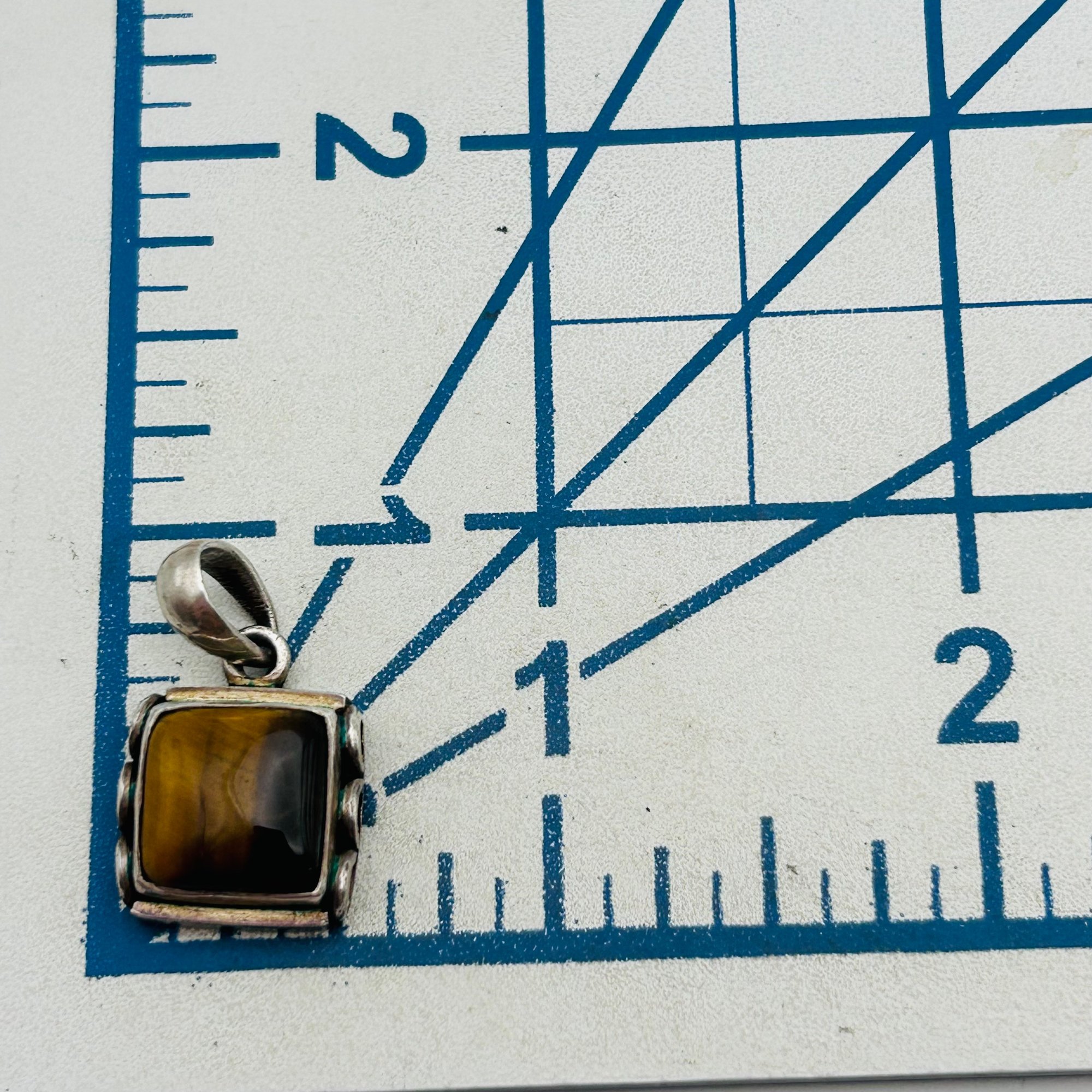 Sterling Tigers Eye Square Pendant