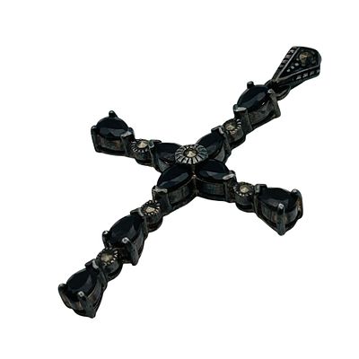 Signed Sterling Smokey Quartz Cross Pendant. Signed FAS Sterling Smokey Quartz Cross Pendant | 7.2g