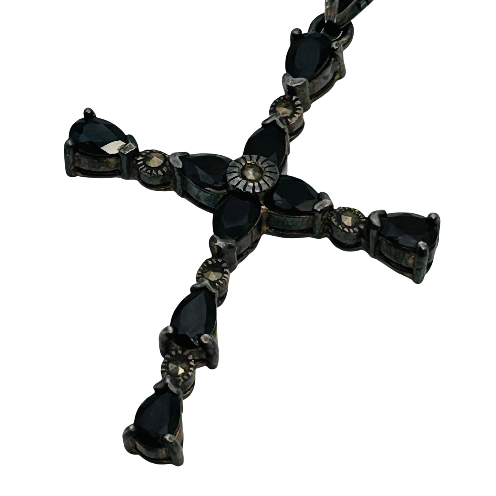 Signed Sterling Smokey Quartz Cross Pendant