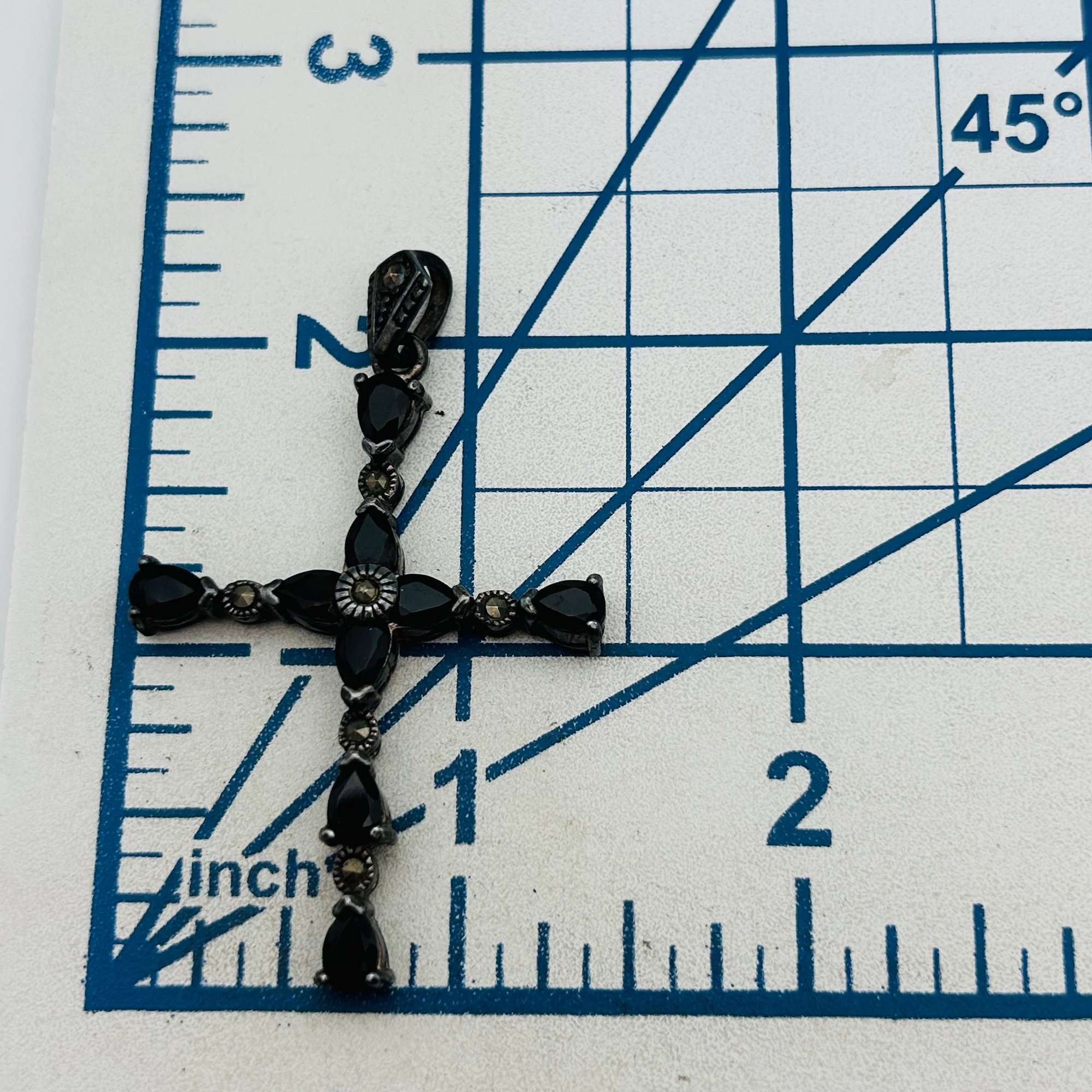 Signed Sterling Smokey Quartz Cross Pendant
