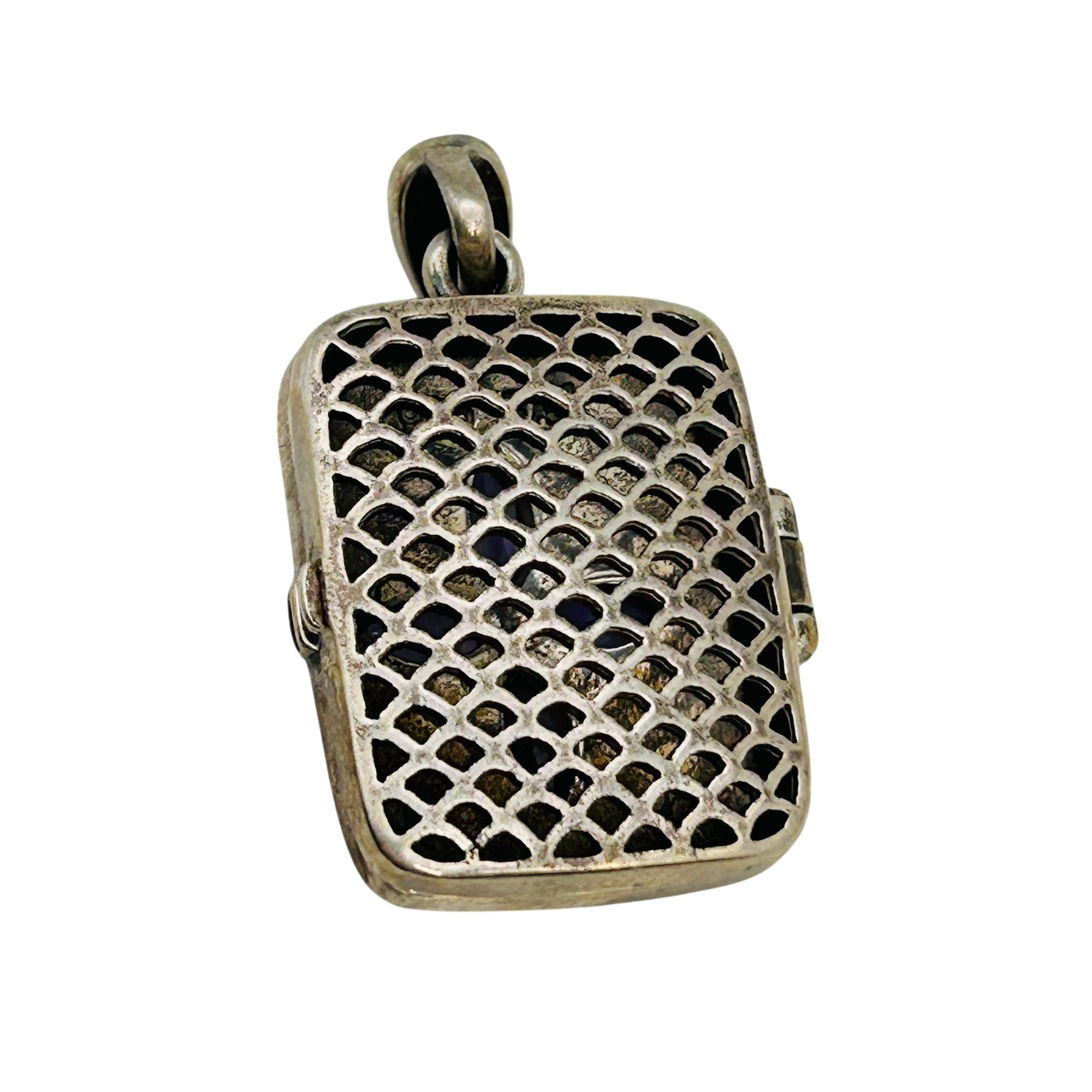 Signed Sterling Amethyst Locket Pendant